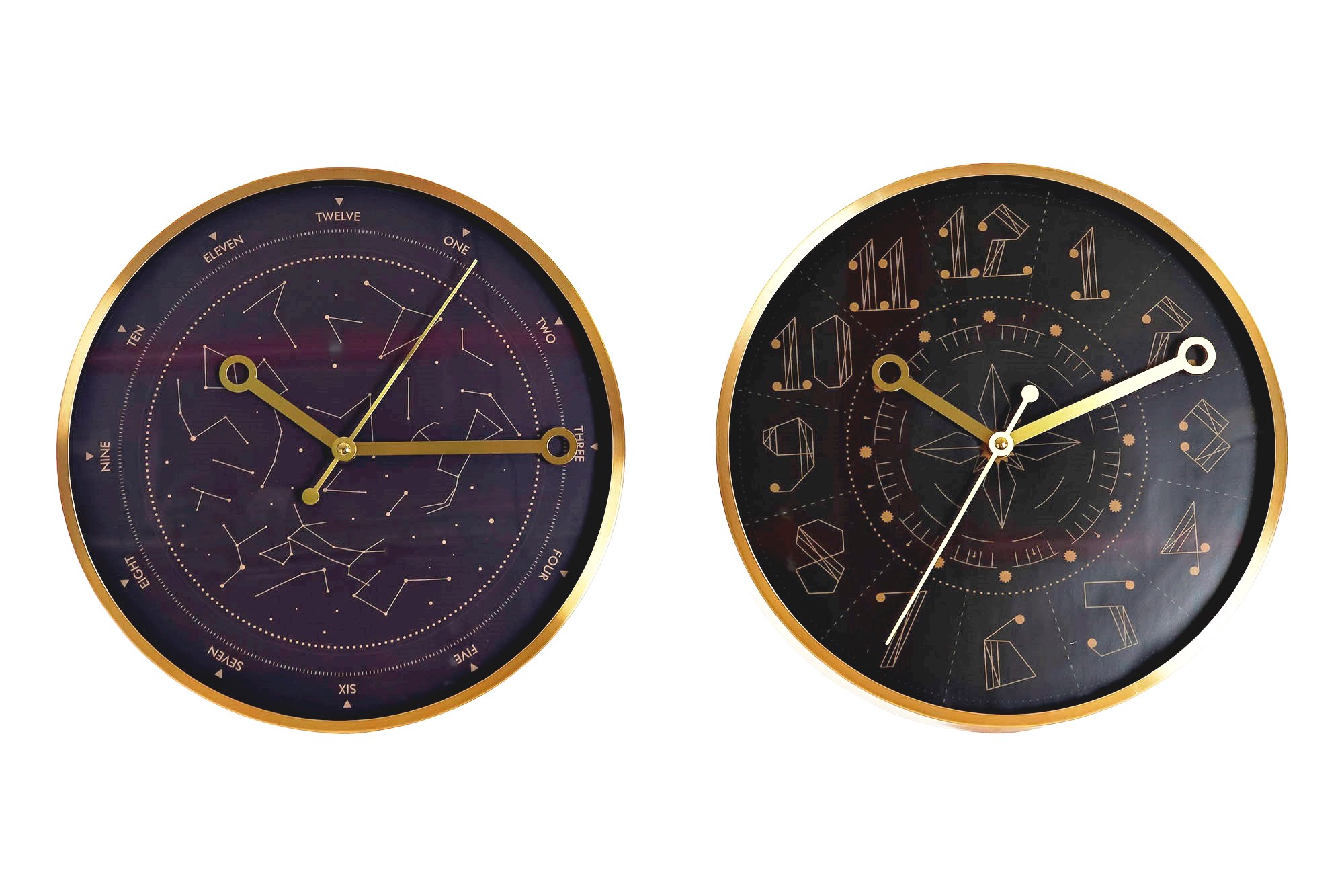 RELOJ PARED ALUMINIO 30X4X30 DORADO 2 SURT.