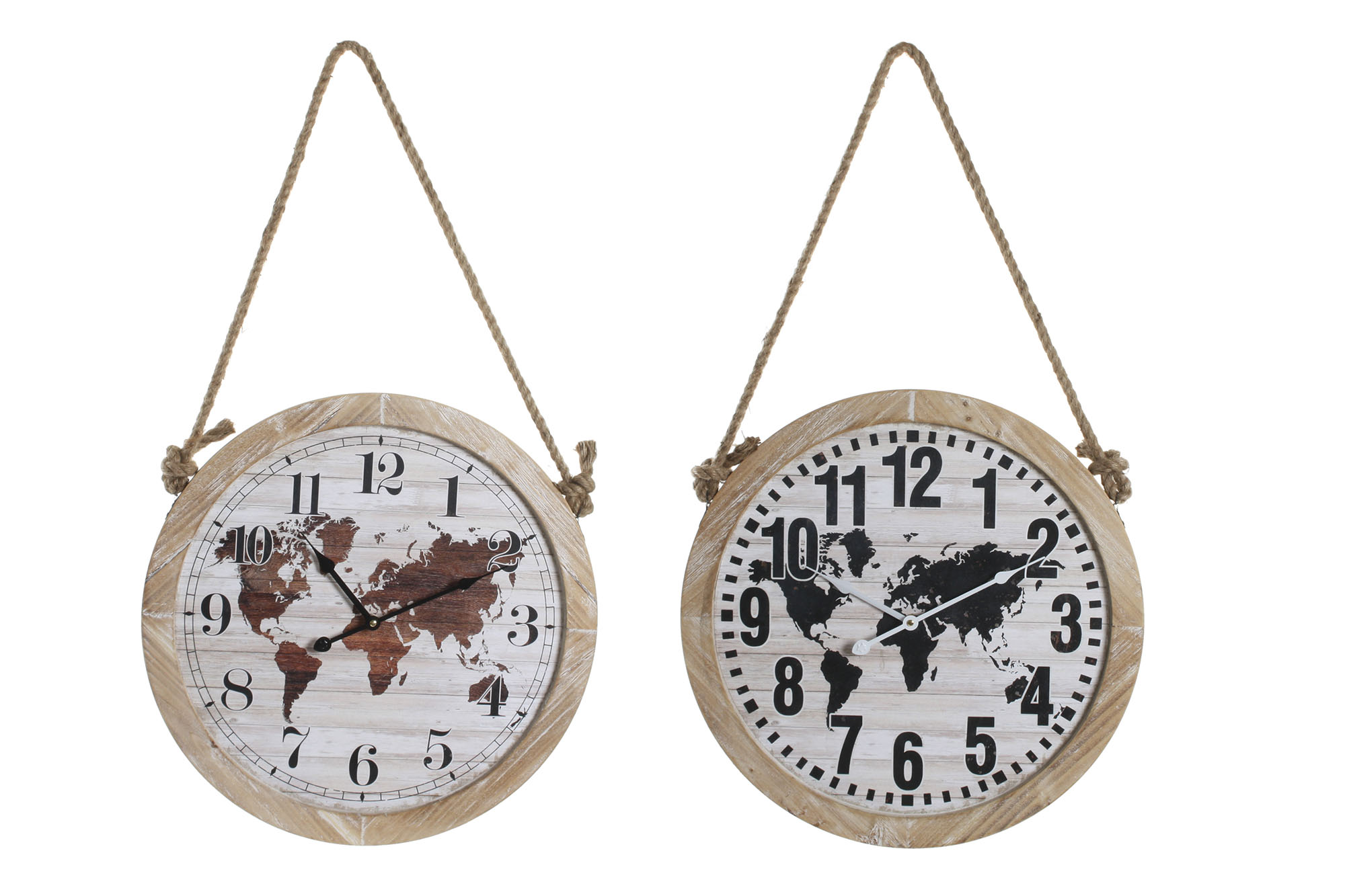 RELOJ PARED MDF CUERDA 50X4X50 MAPAMUNDI 2 SURT.