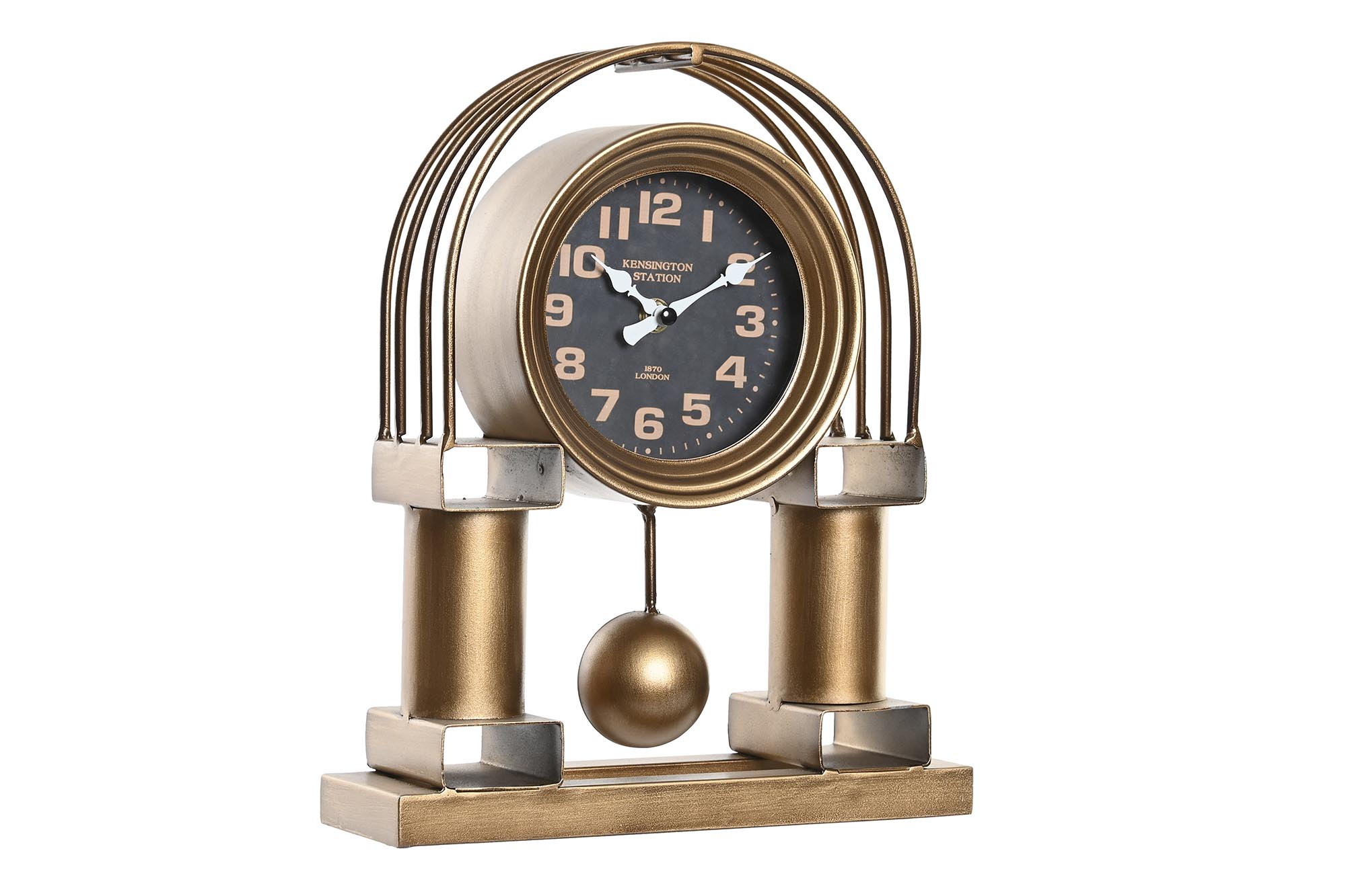 RELOJ SOBREMESA HIERRO CRISTAL 25X8X31 DORADO