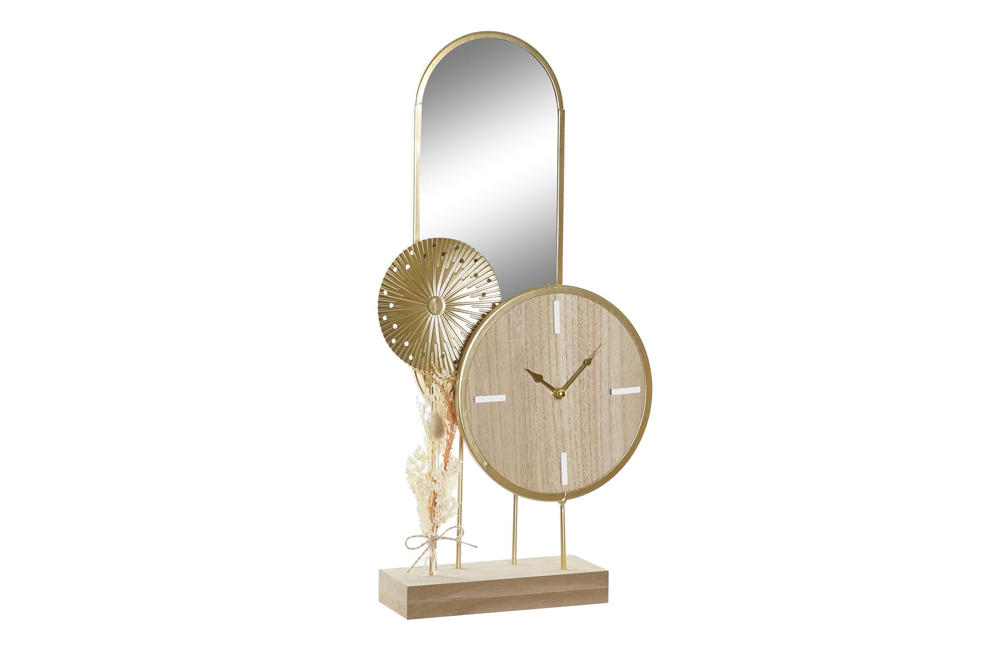 RELOJ SOBREMESA MDF METAL 26X8X53 ESPEJO NATURAL