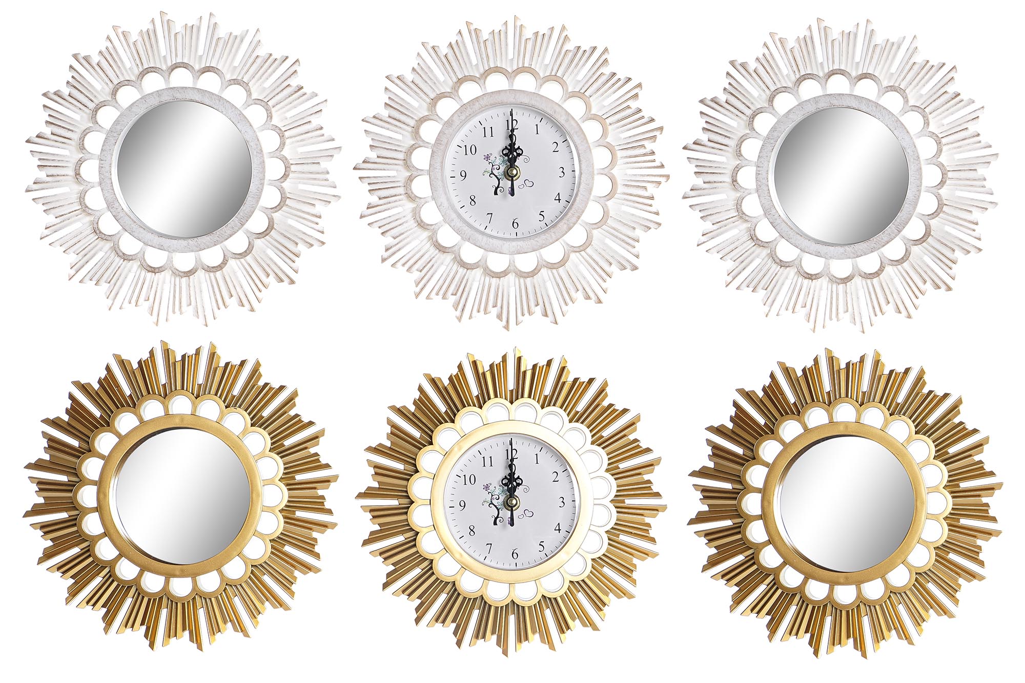 RELOJ SET 3 PP ESPEJO 25X2,5X25 ENVEJECIDO 2 SURT.