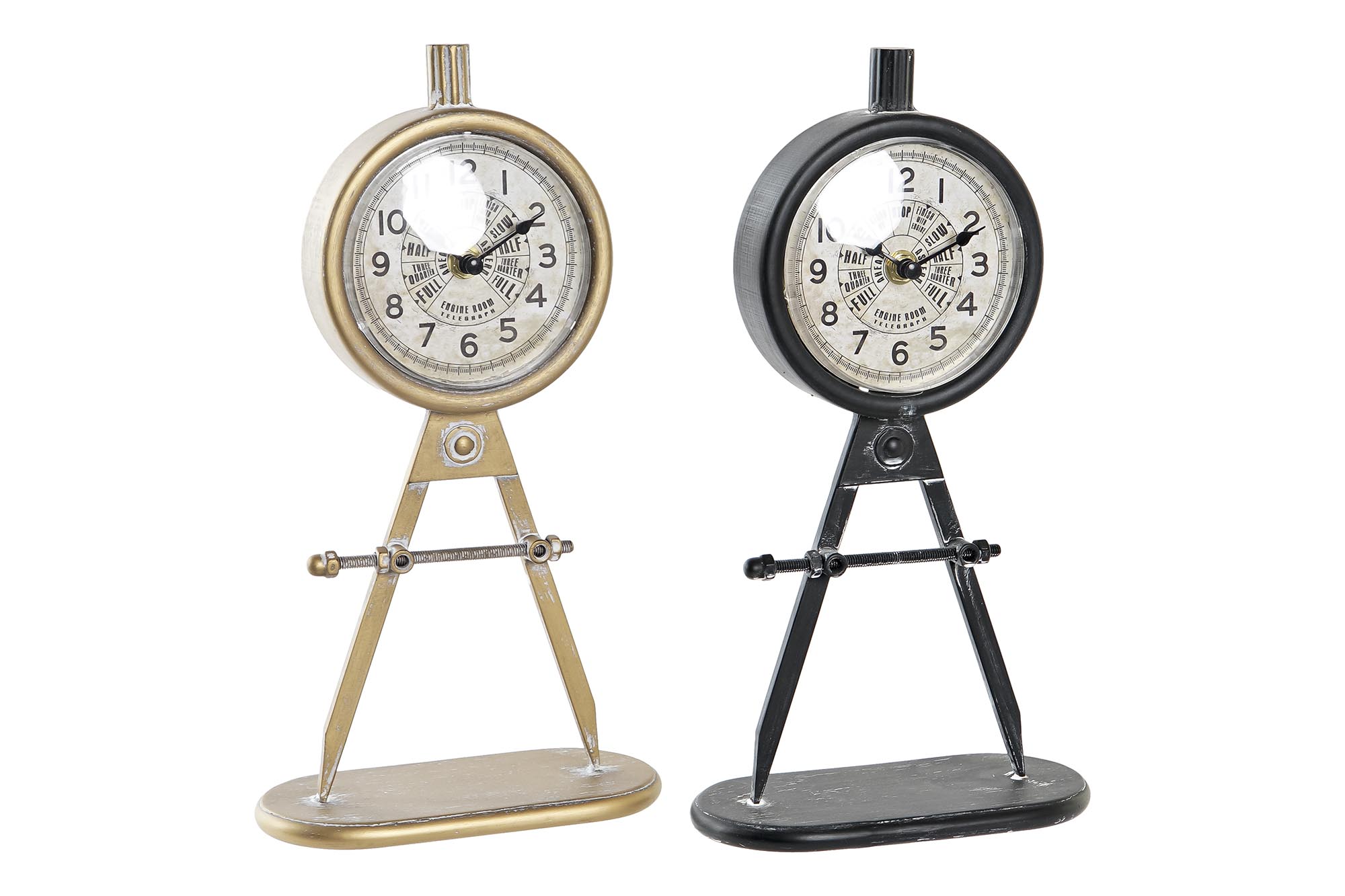 RELOJ SOBREMESA HIERRO PVC 17X8X31 COMPAS 2 SURT.