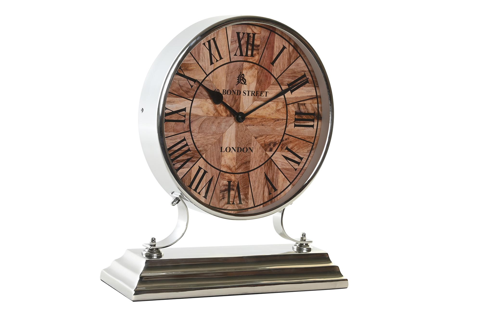 RELOJ SOBREMESA ALUMINIO 30X9,5X33 NIQUELADO