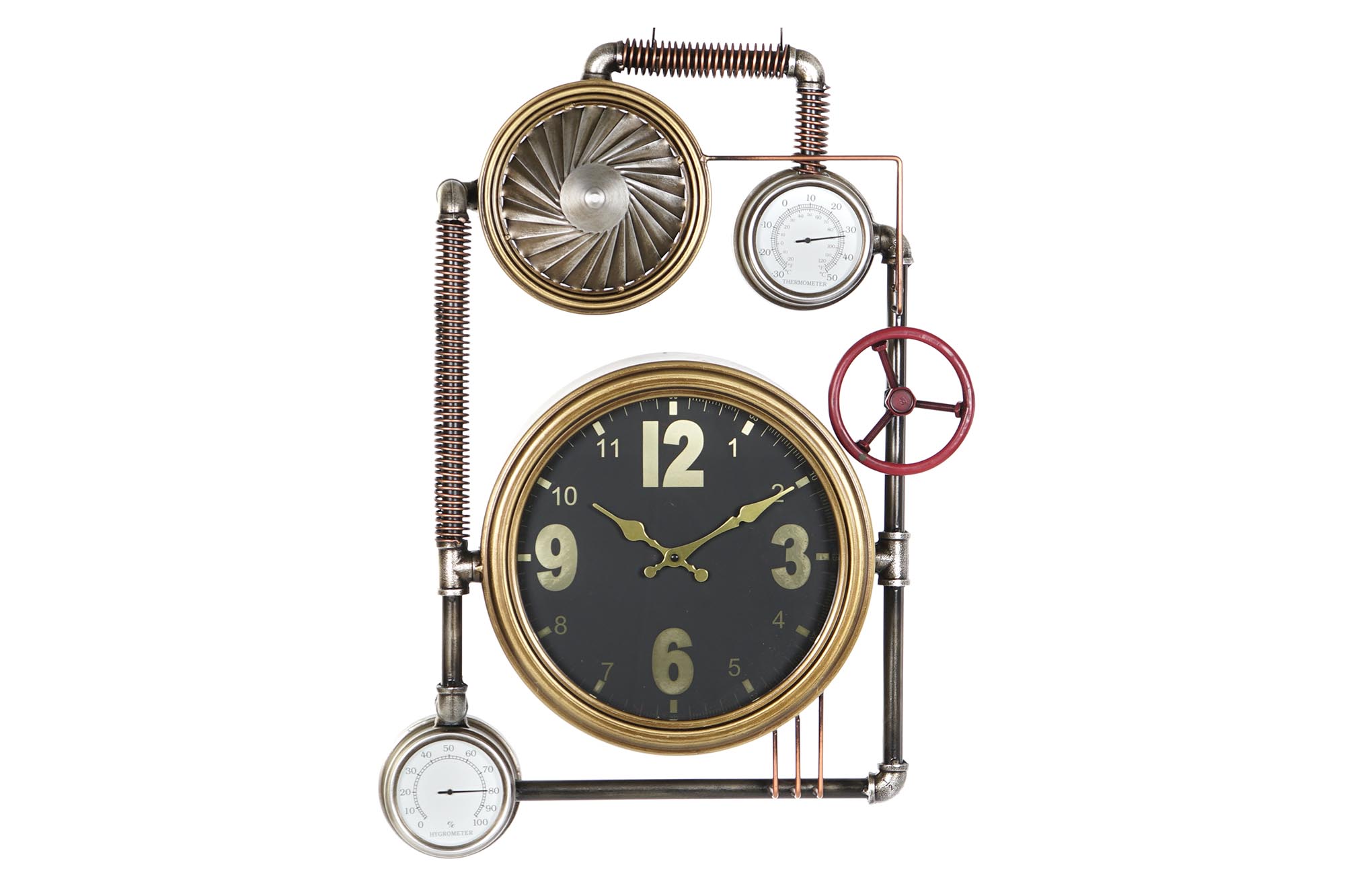 RELOJ PARED HIERRO CRISTAL 50,5X12X73 DORADO