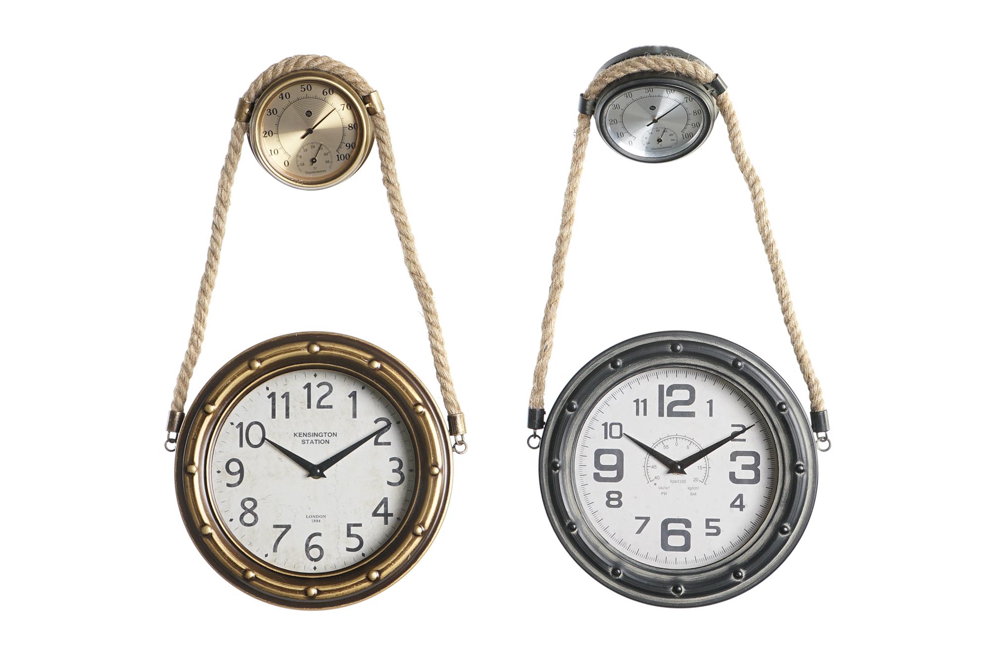 RELOJ PARED HIERRO CRISTAL 28,5X8X50 2 SURT.