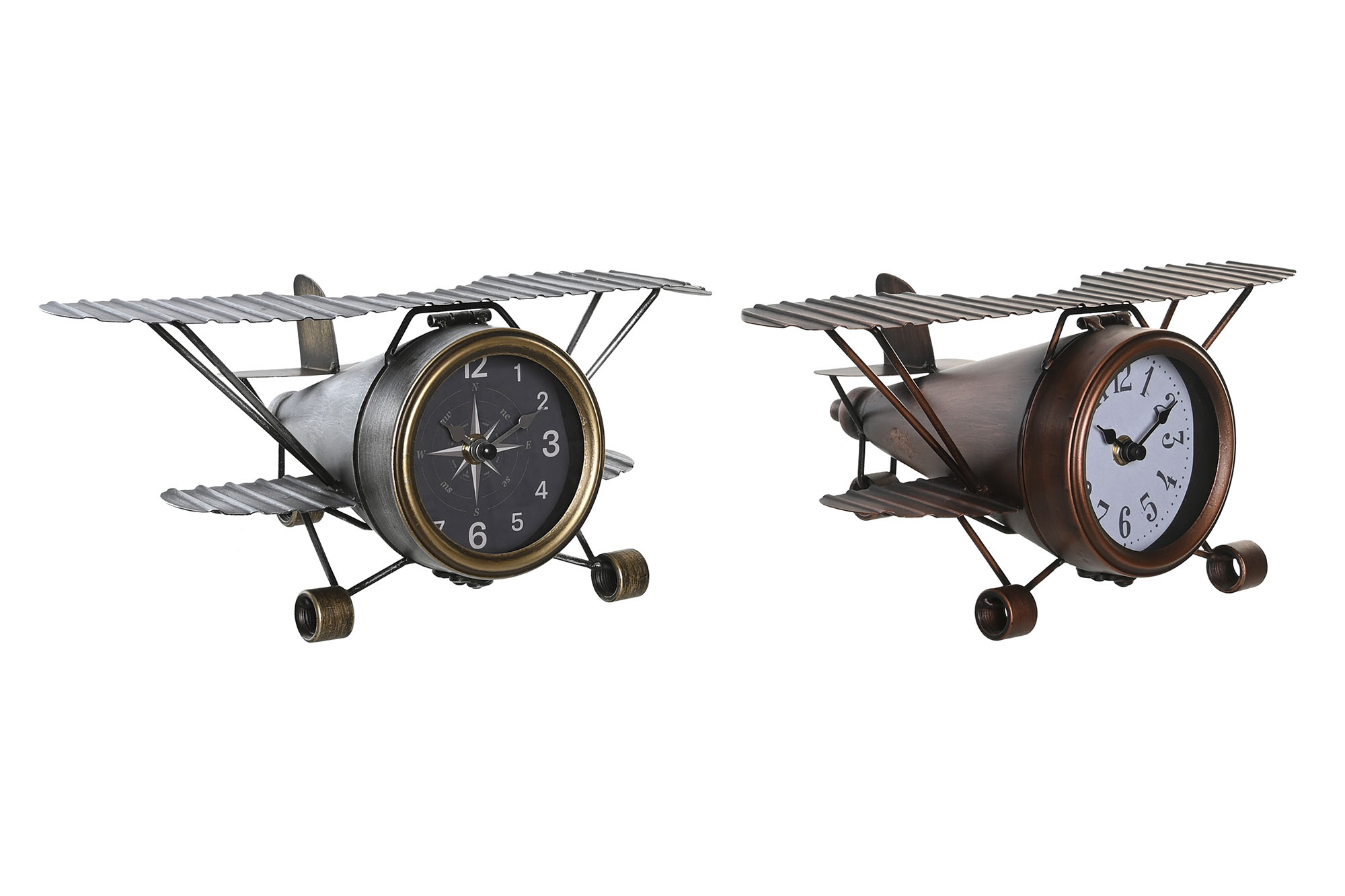 RELOJ SOBREMESA HIERRO 35X21X14 AVION 2 SURT.