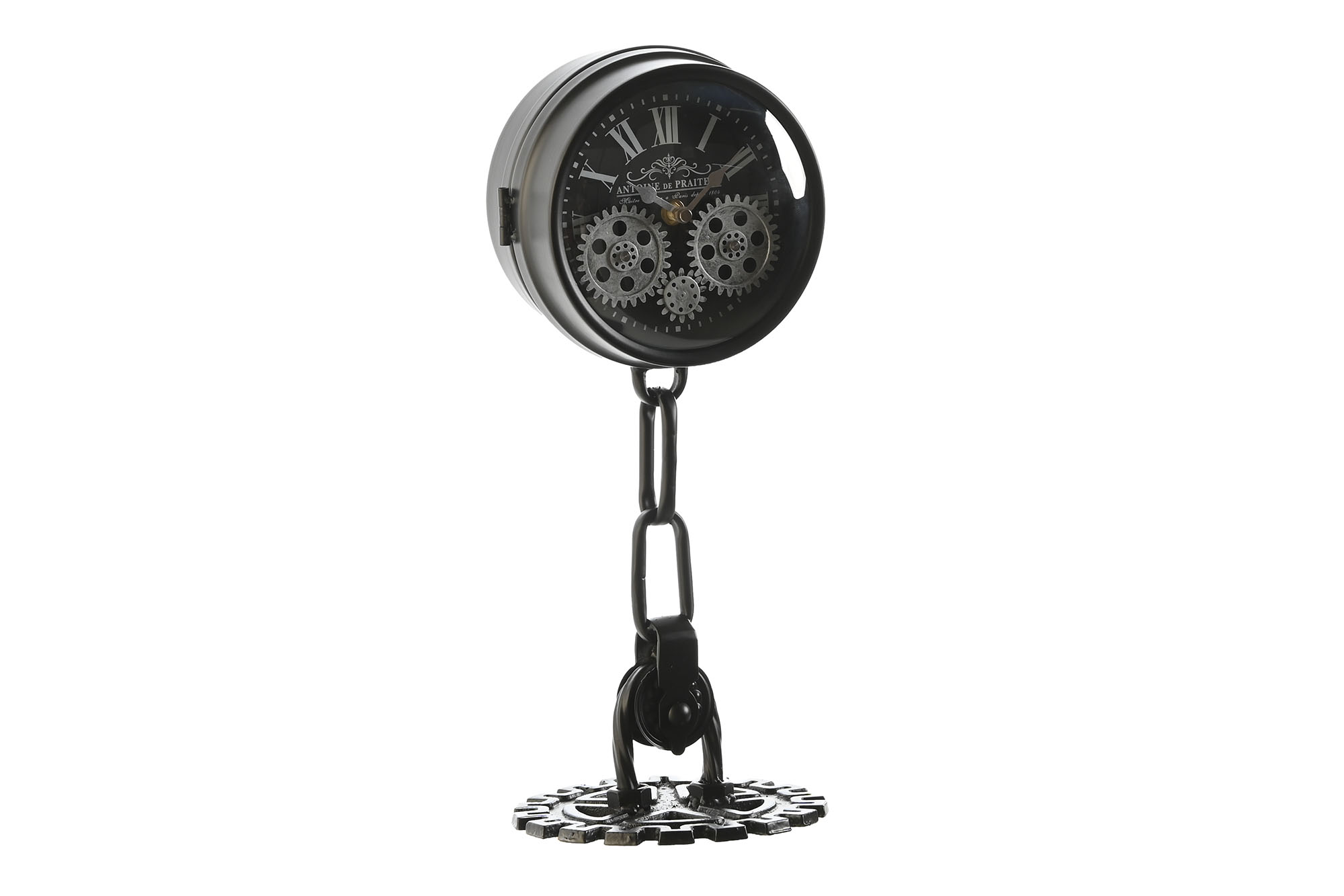RELOJ SOBREMESA METAL CRISTAL 18X17X40,5 NEGRO