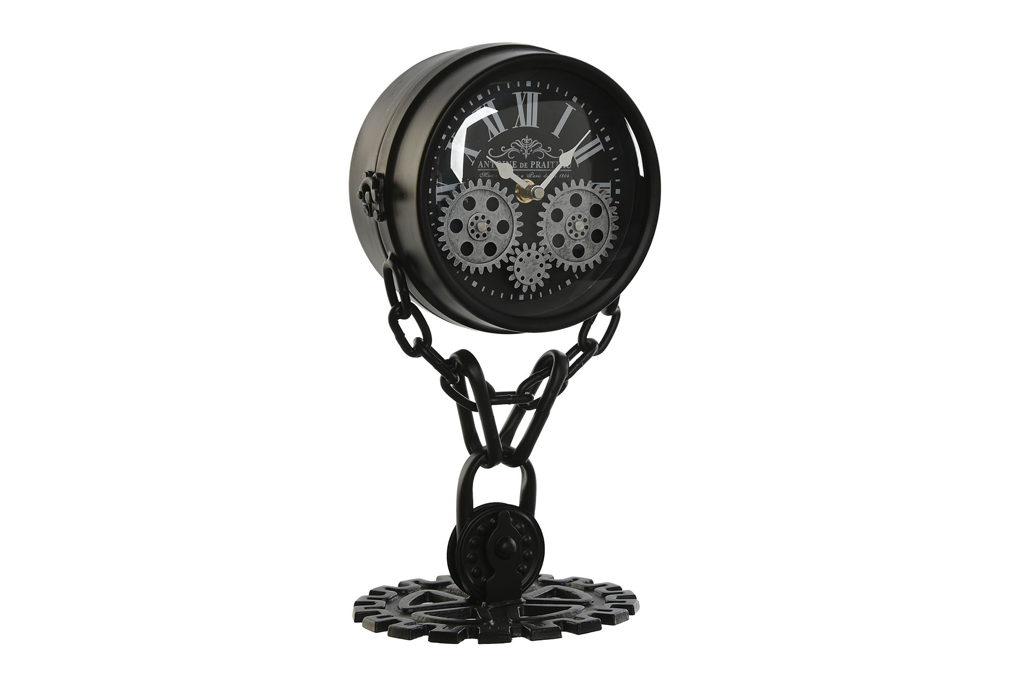RELOJ SOBREMESA METAL CRISTAL 18X17X33 NEGRO