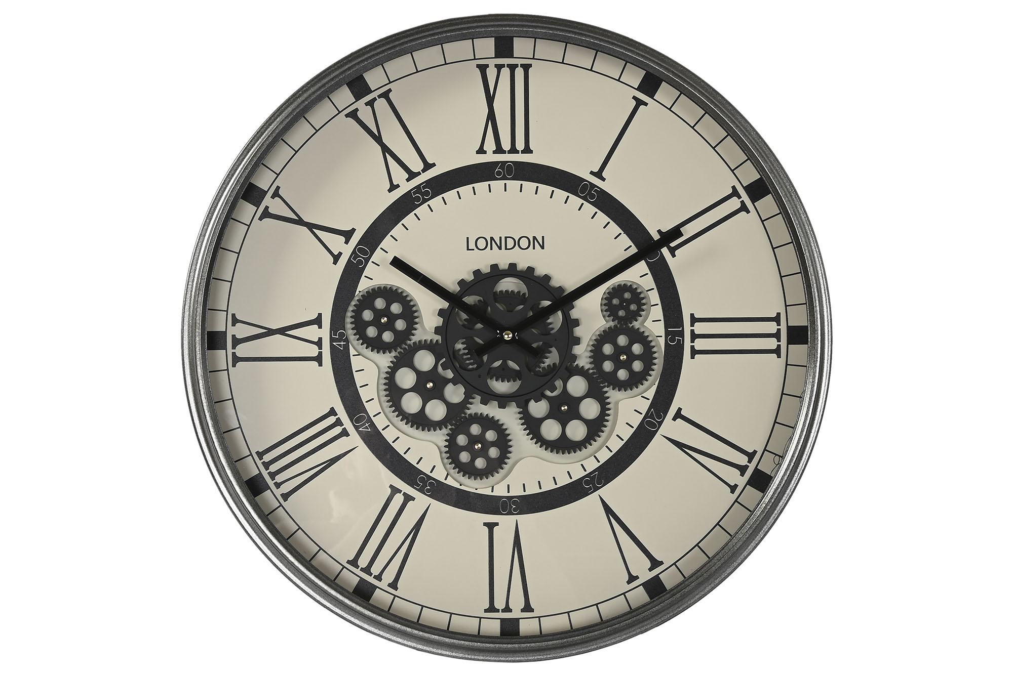 RELOJ PARED HIERRO MDF 54X8X55 GRIS OSCURO