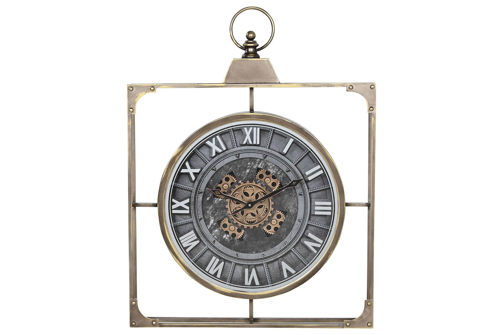 RELOJ PARED HIERRO CRISTAL 60X9X80 ENVEJECIDO