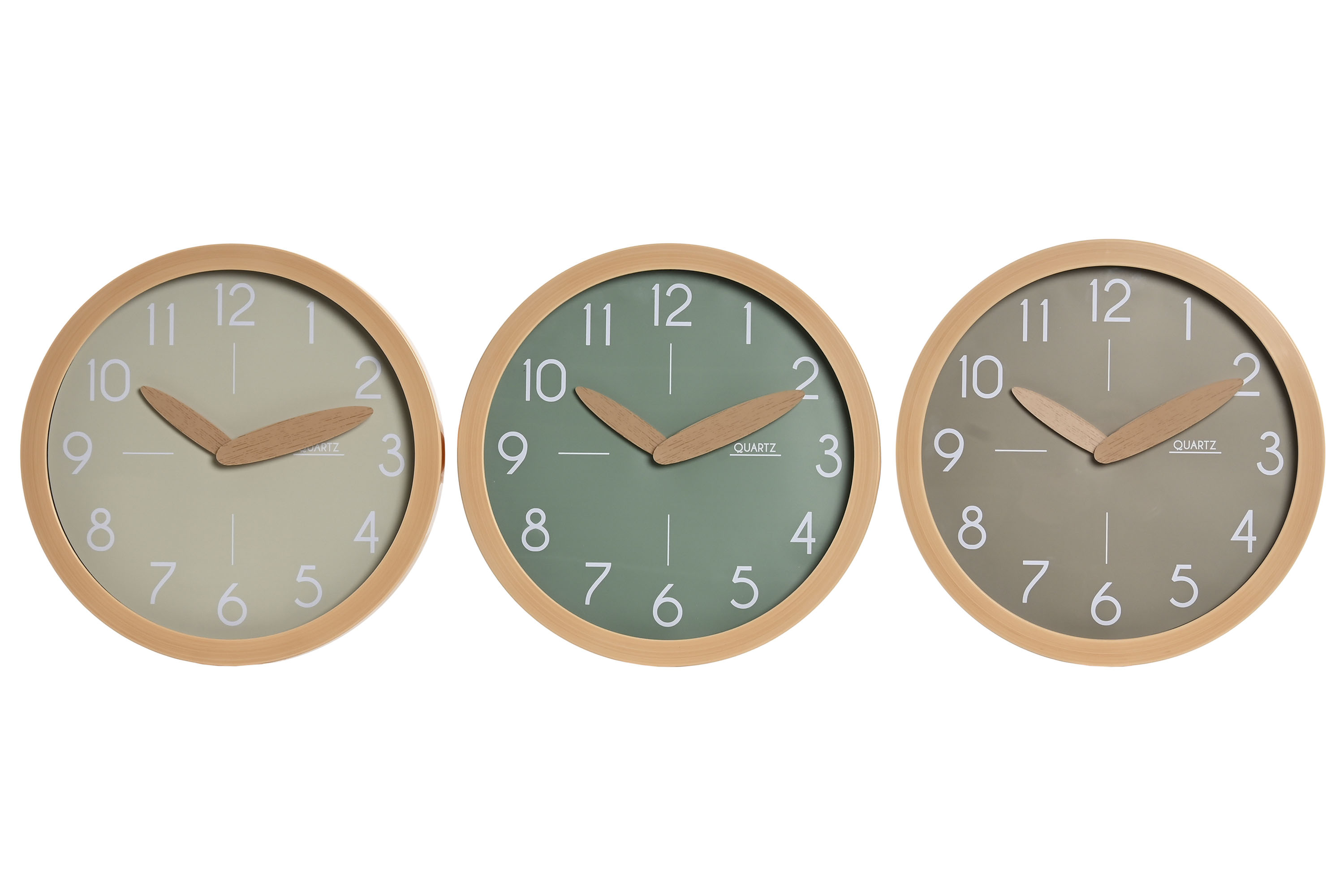 RELOJ PARED PS 30X4X30 SIMIL MADERA 3 SURT.