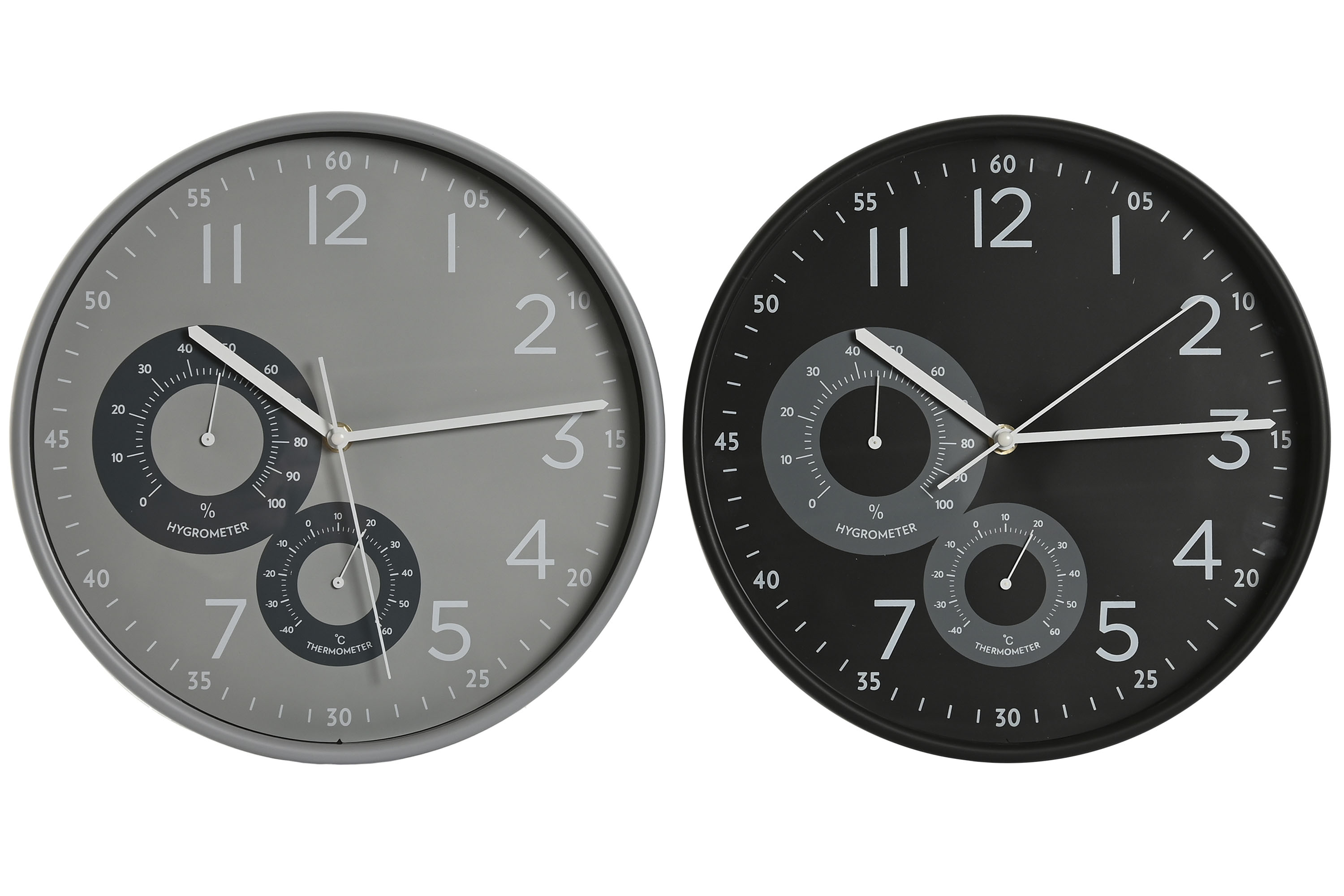 RELOJ PARED PVC 30X4,7X30 TERMOM./HIGROM. 2 SURT.