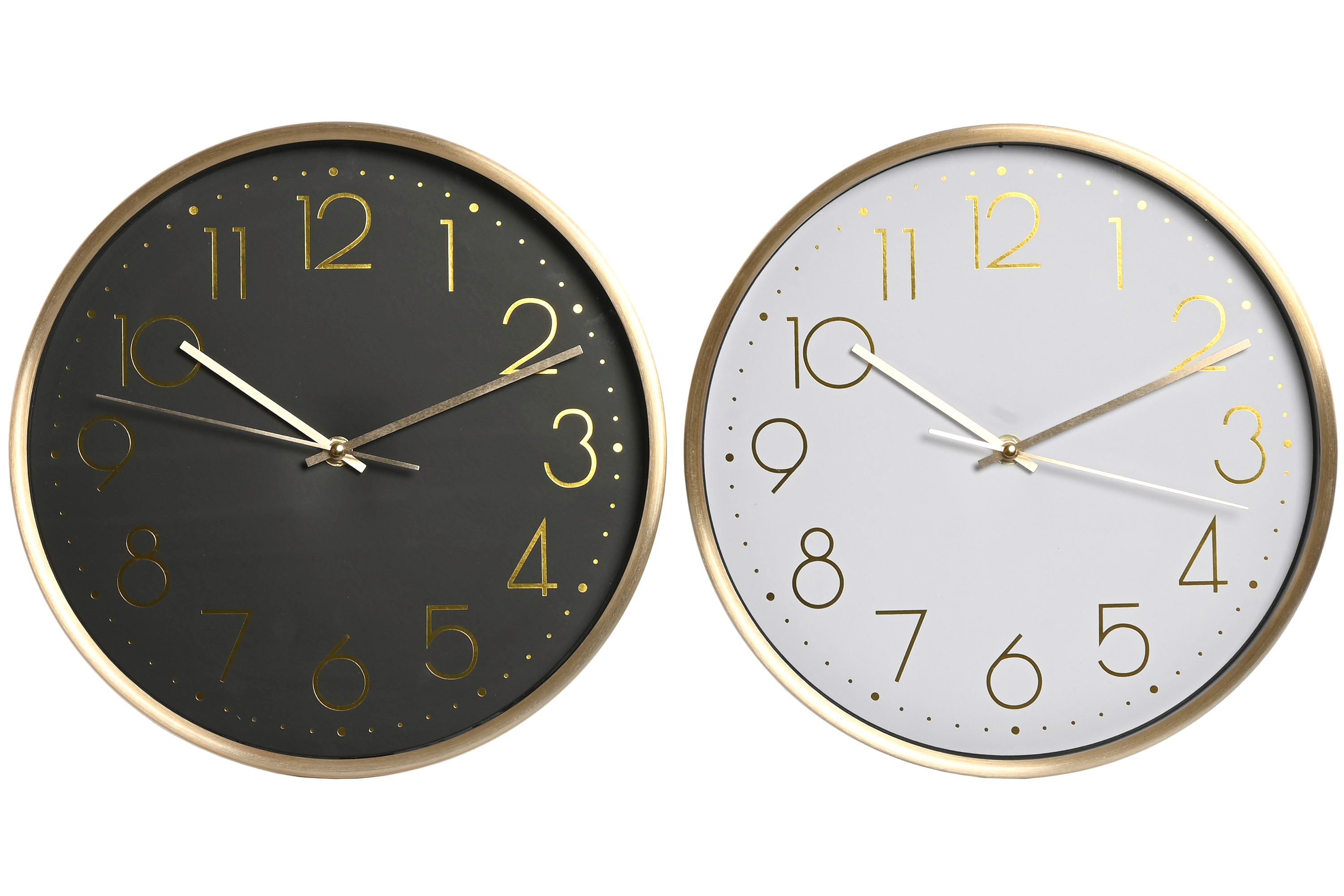 RELOJ PARED ALUMINIO 30X4,3X30 DORADO 2 SURT.