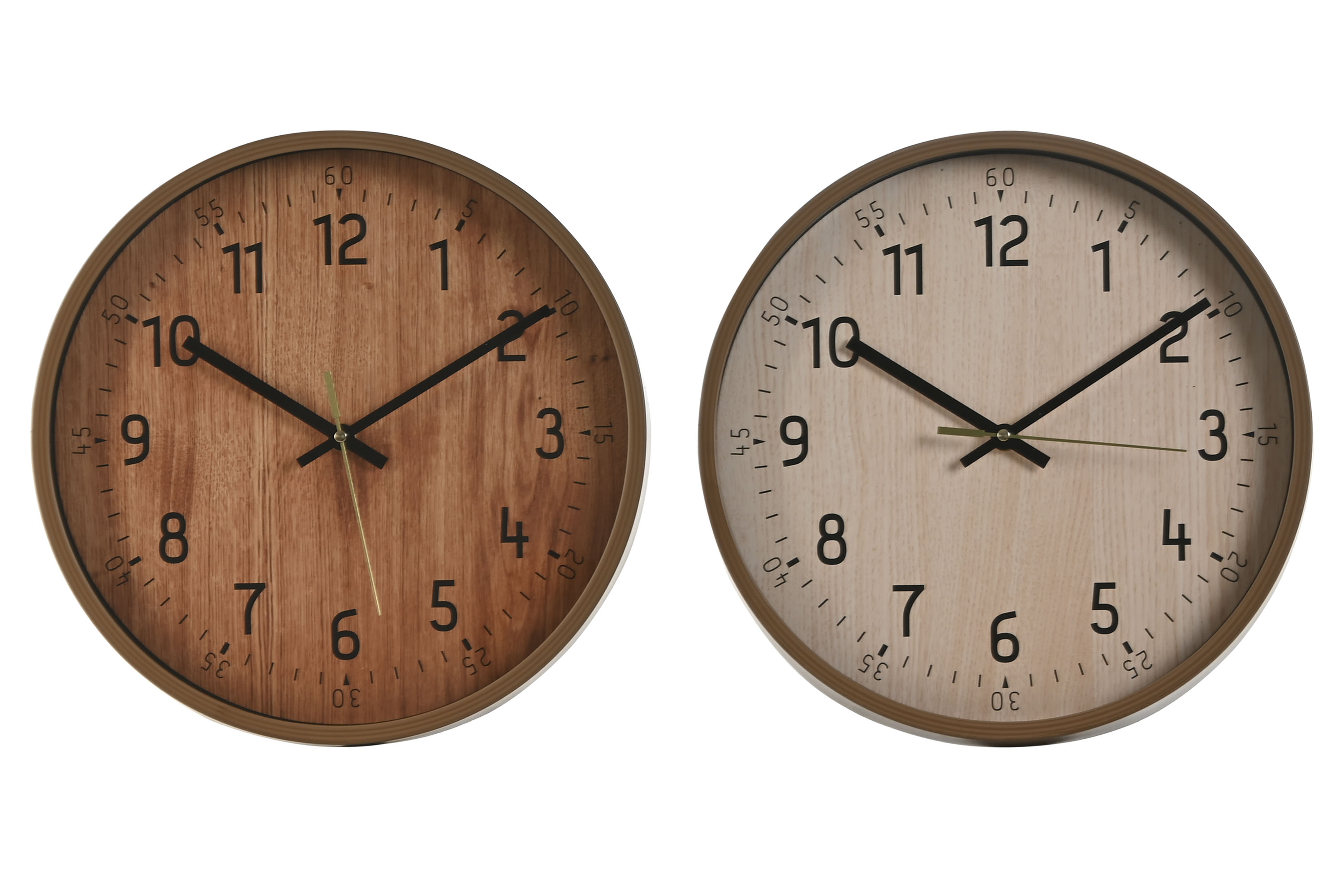 RELOJ PARED PVC 30X4X30 SIMIL MADERA 2 SURT.