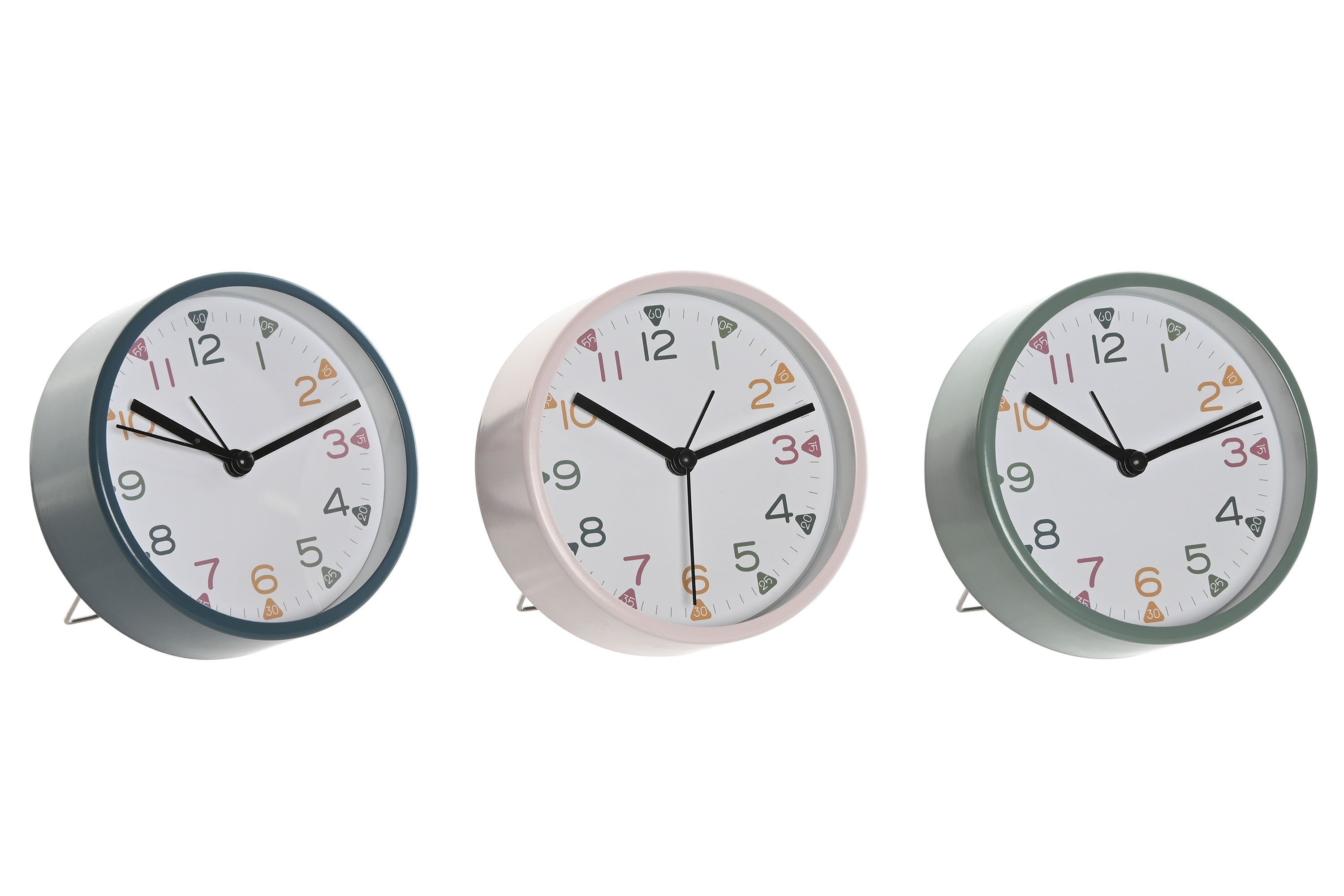 RELOJ DESPERTADOR METAL 11X4X11 SILENCIOSO 3 SURT.