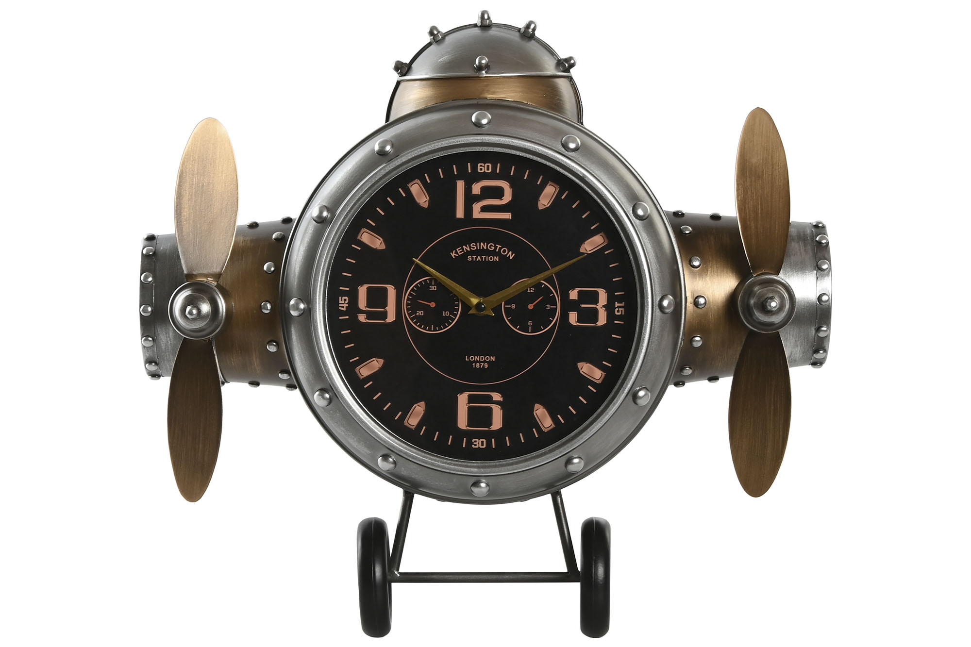 RELOJ PARED METAL 50X10,5X49,5 AVION PLATEADO