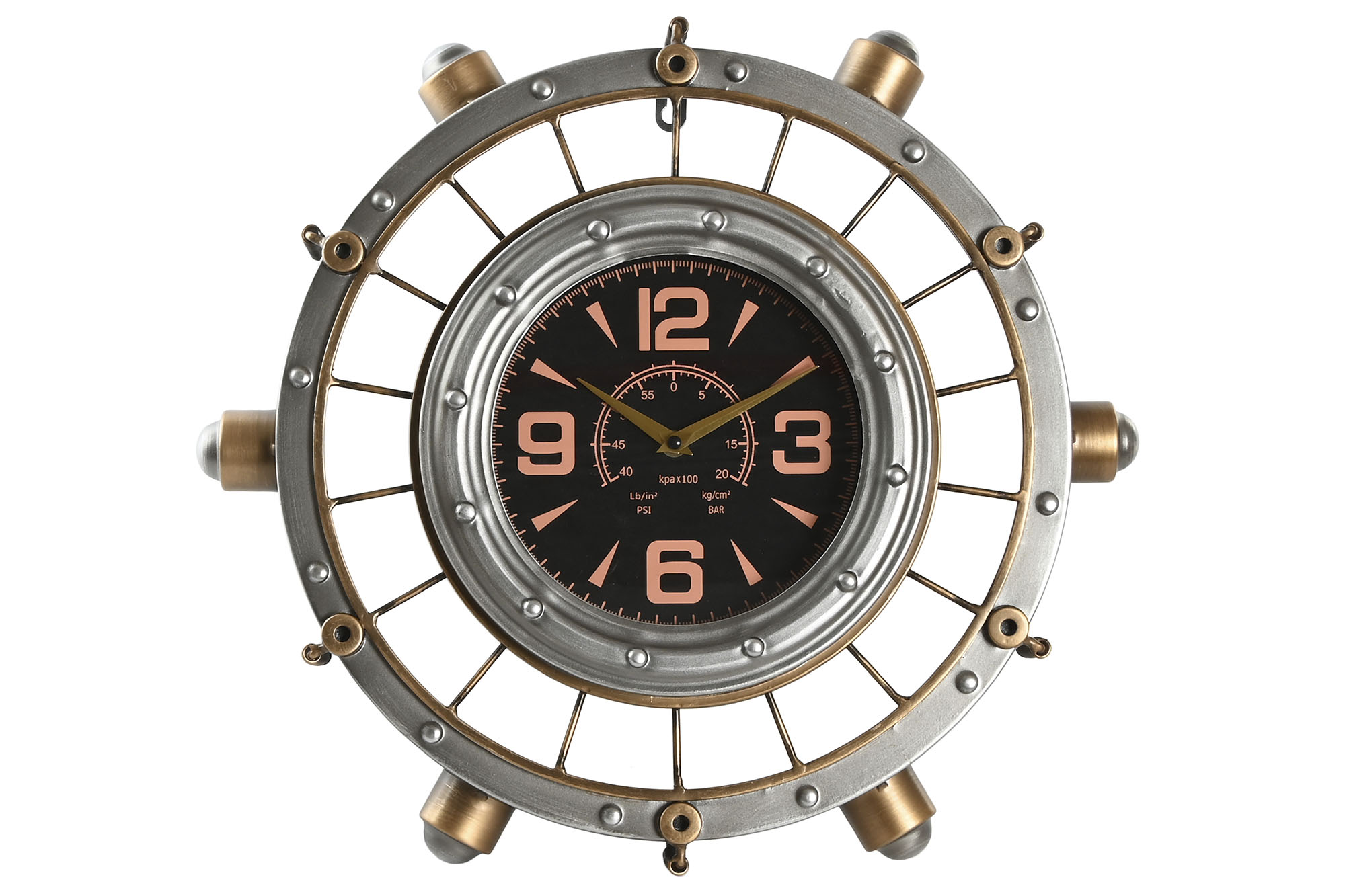 RELOJ PARED HIERRO 48X11X44,5 PLATEADO