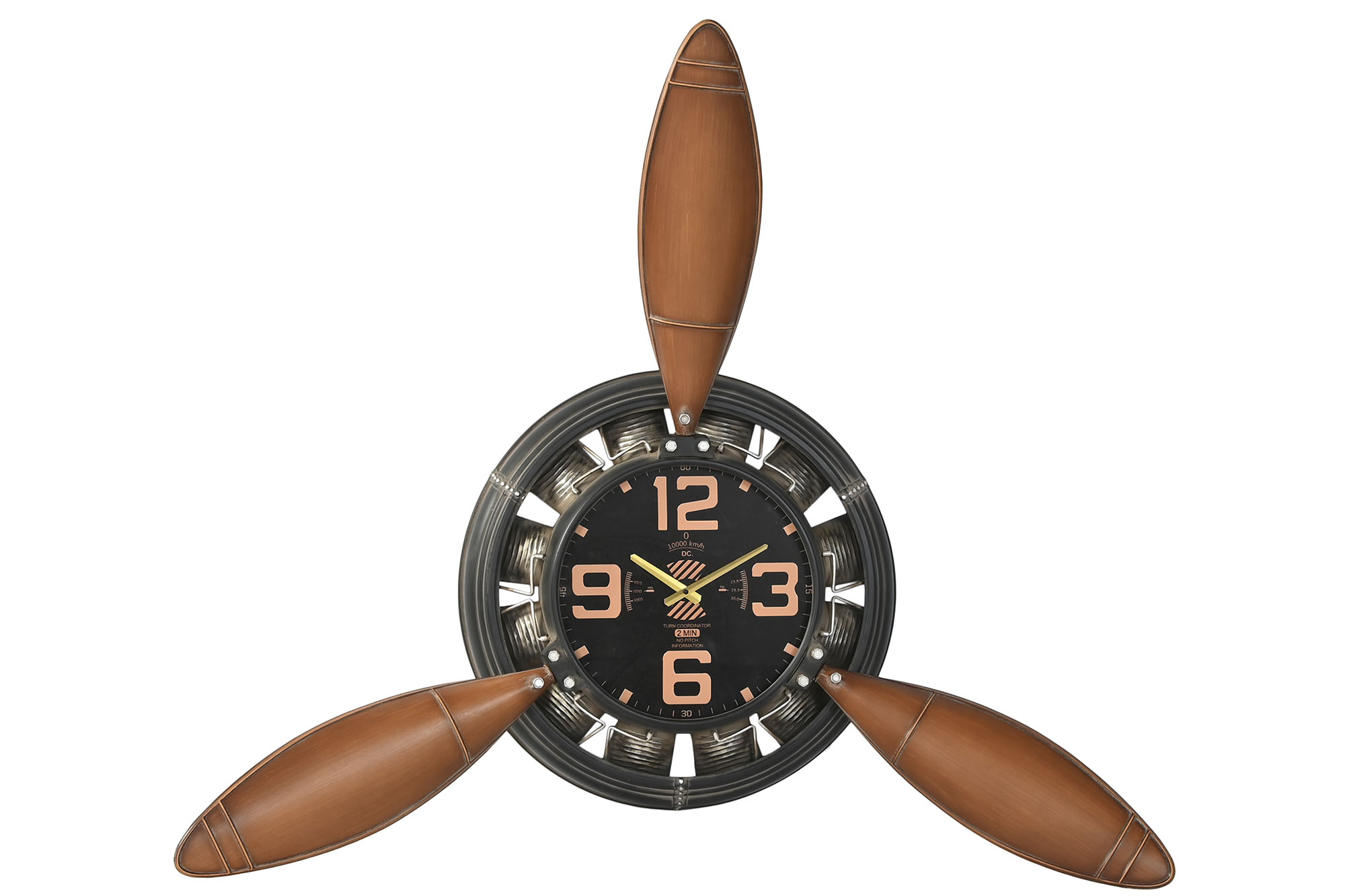 RELOJ PARED METAL 118X24X134 HELICE AVION NEGRO