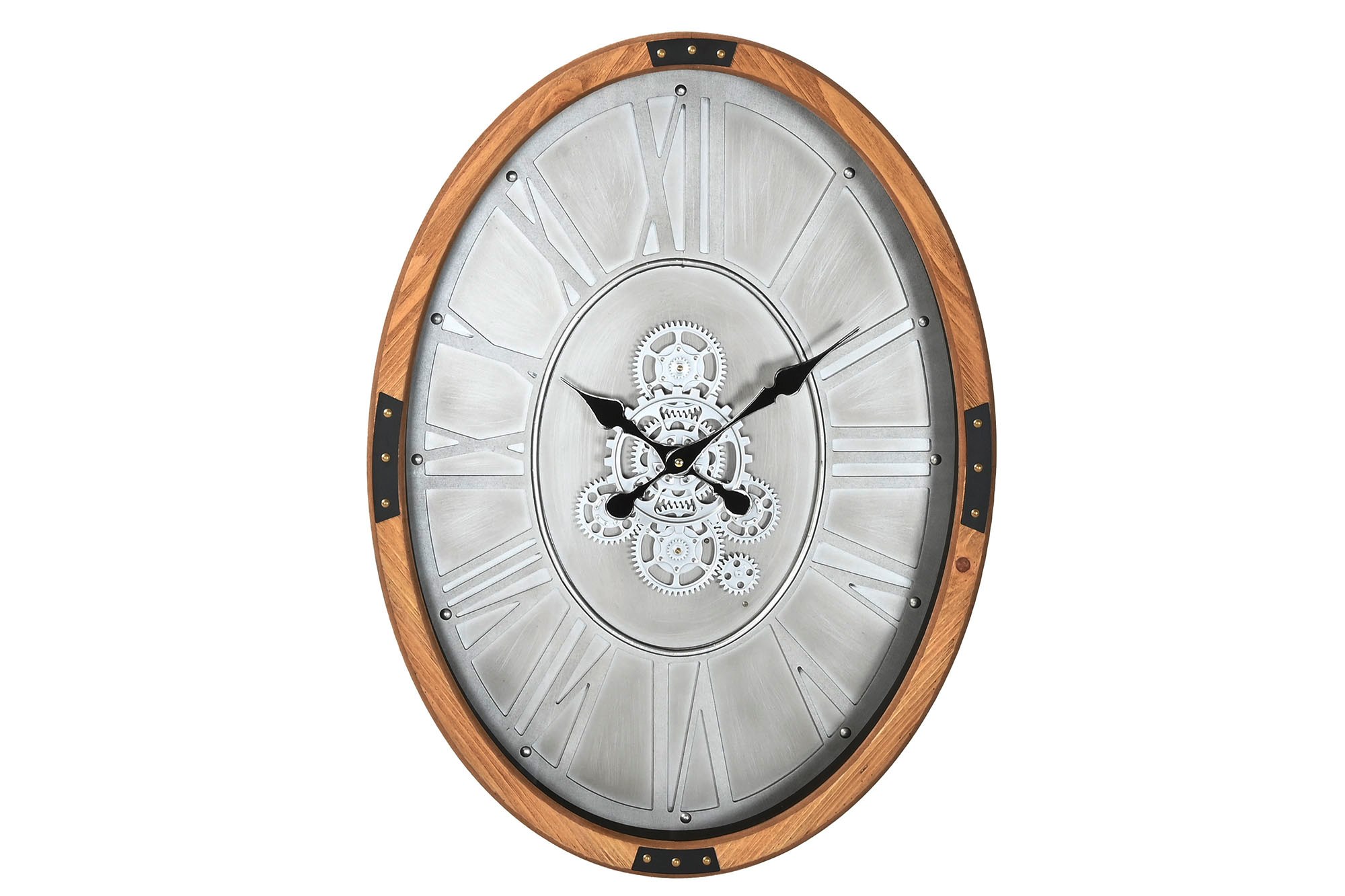 RELOJ PARED PINO METAL 50X8X68 MOVIMIENTO PLATEADO