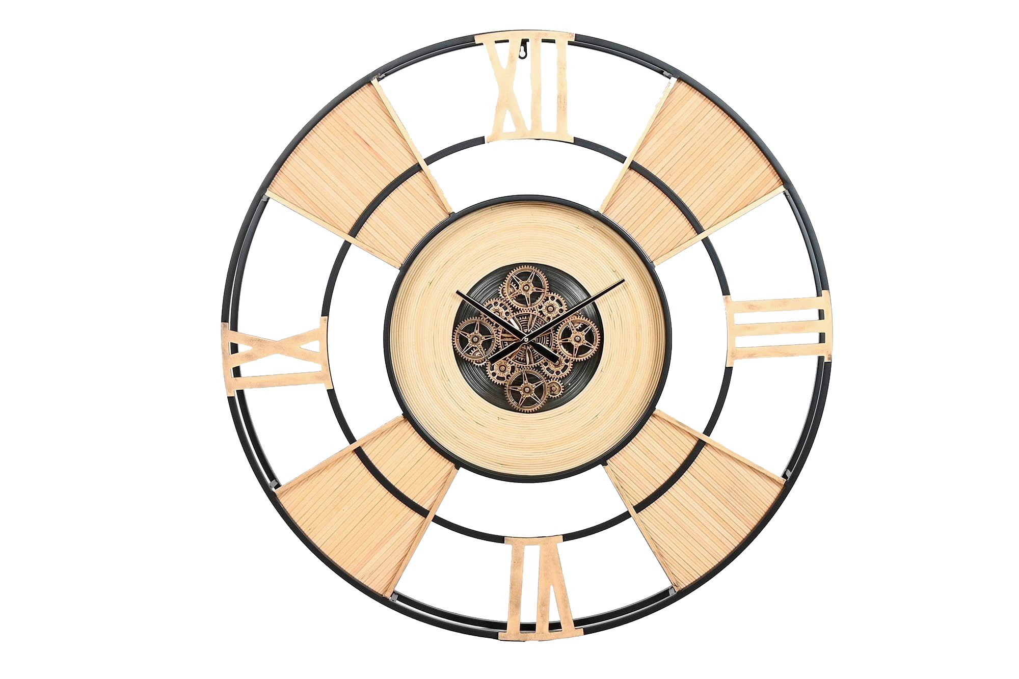 RELOJ PARED METAL RATAN 100X9X100 MOVIMIENTO