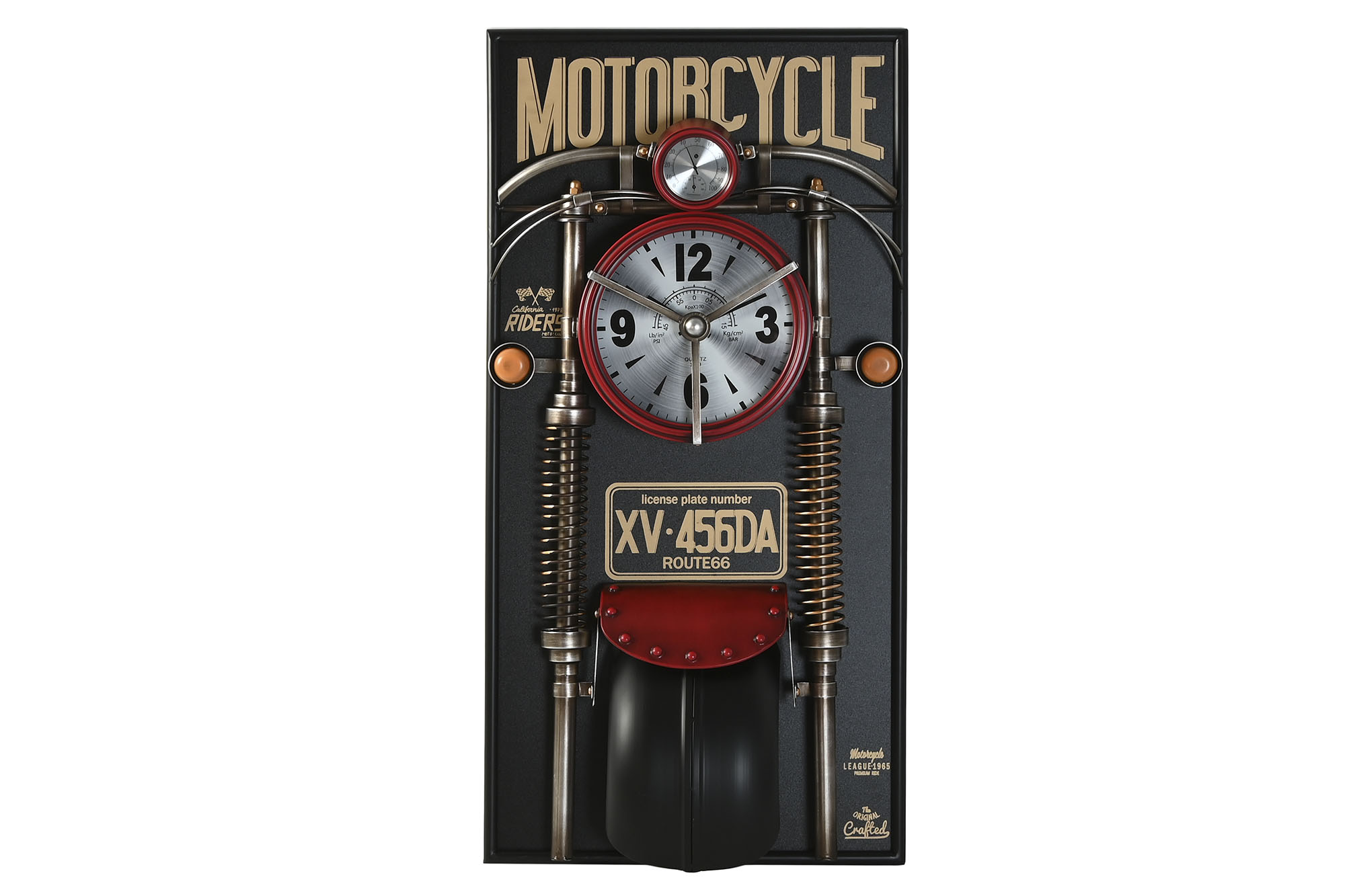 RELOJ PARED METAL PVC 60X18X120 MOTO ROJO