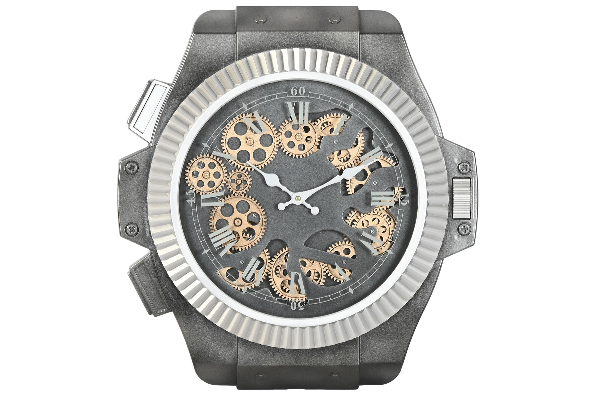 RELOJ PARED HIERRO 47X6,4X50 MOVIMIENTO PLATEADO