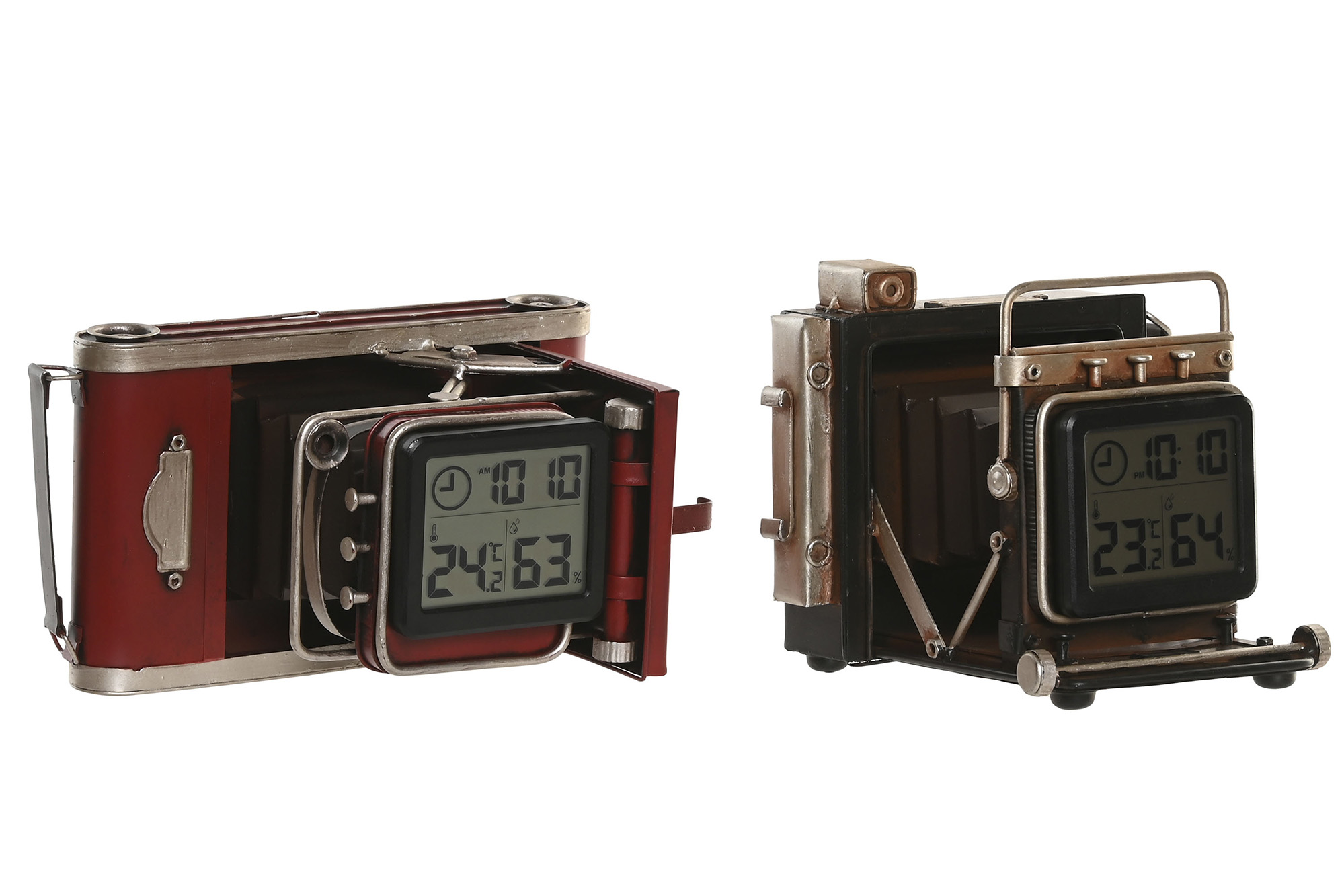RELOJ SOBREMESA METAL 16X16X14,5 CAMARA 2 SURT.