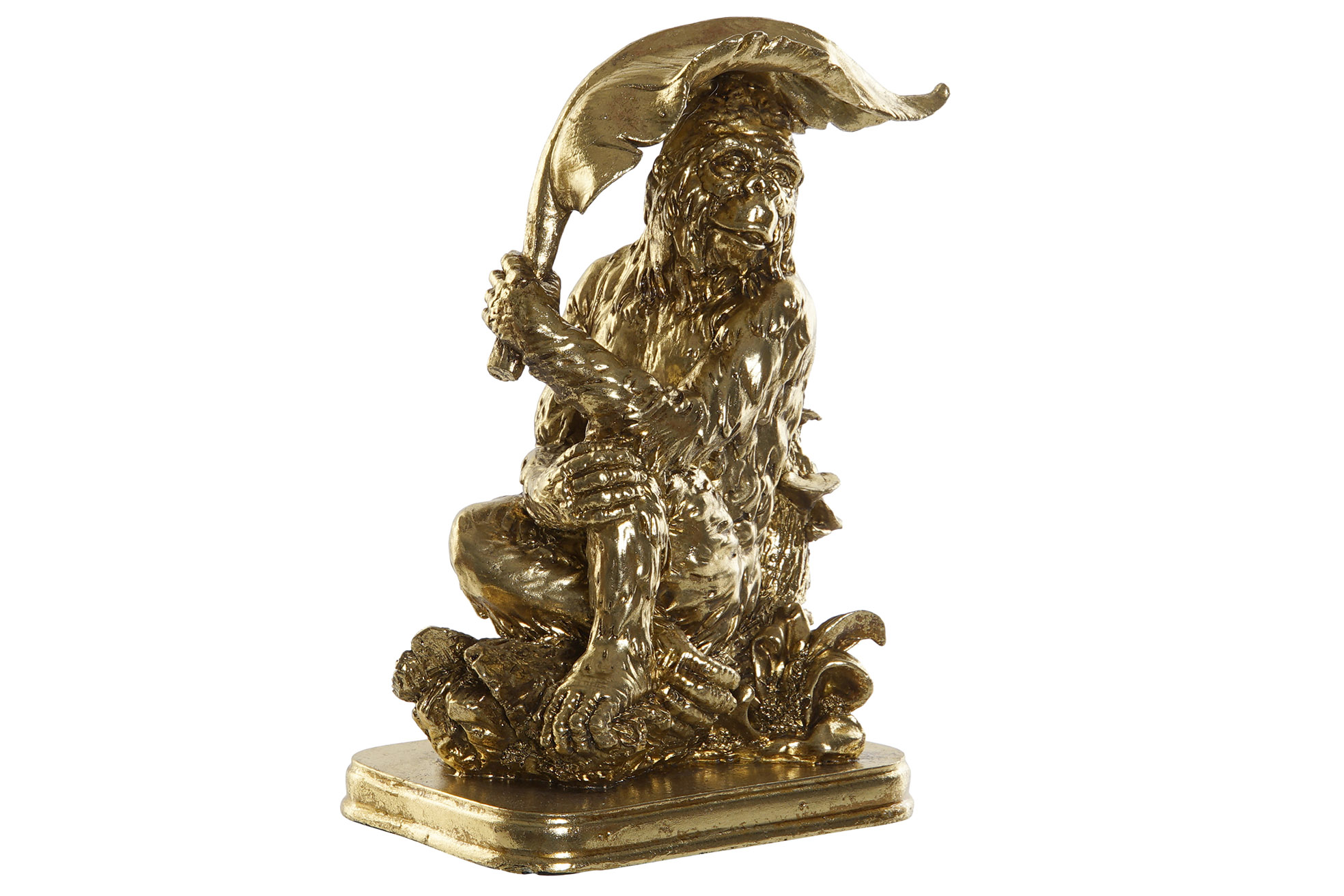 FIGURA RESINA 16,5X10,6X22,5 MONO HOJA DORADO