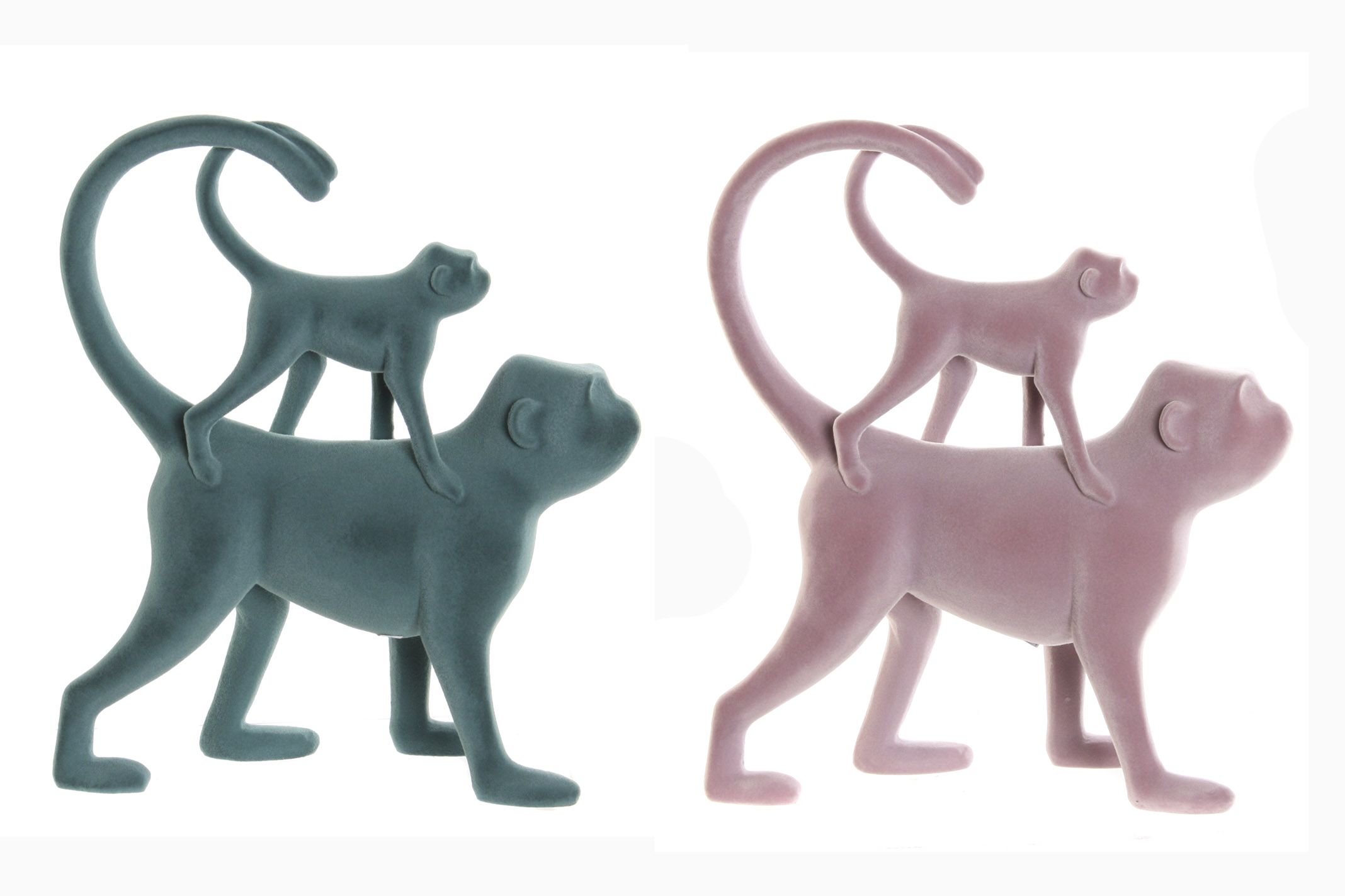 FIGURA RESINA 22,5X8X27,5 MONOS FLOCADO 2 SURT.