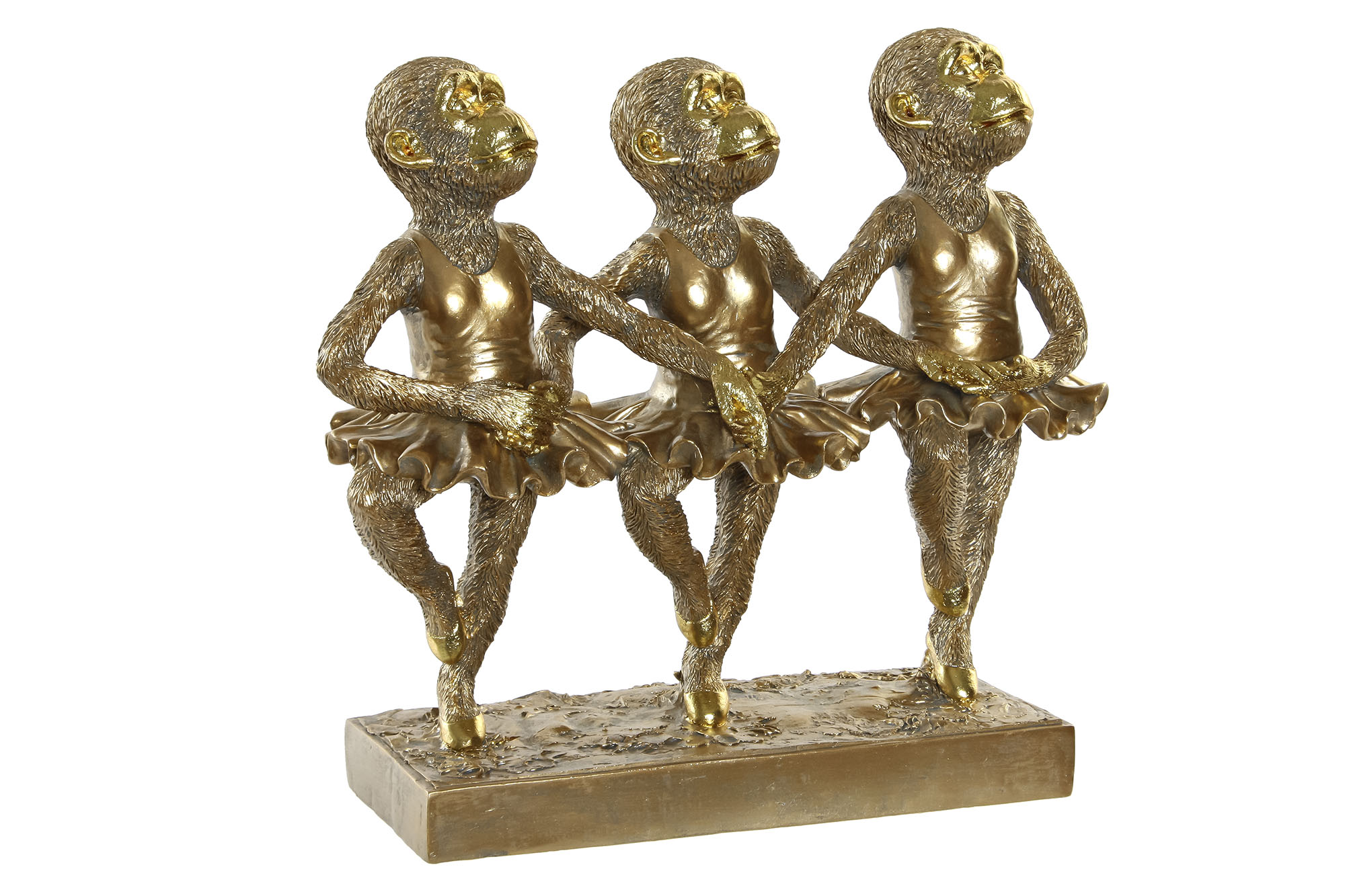 FIGURA RESINA 32,5X12,5X29 MONOS BALLET DORADO