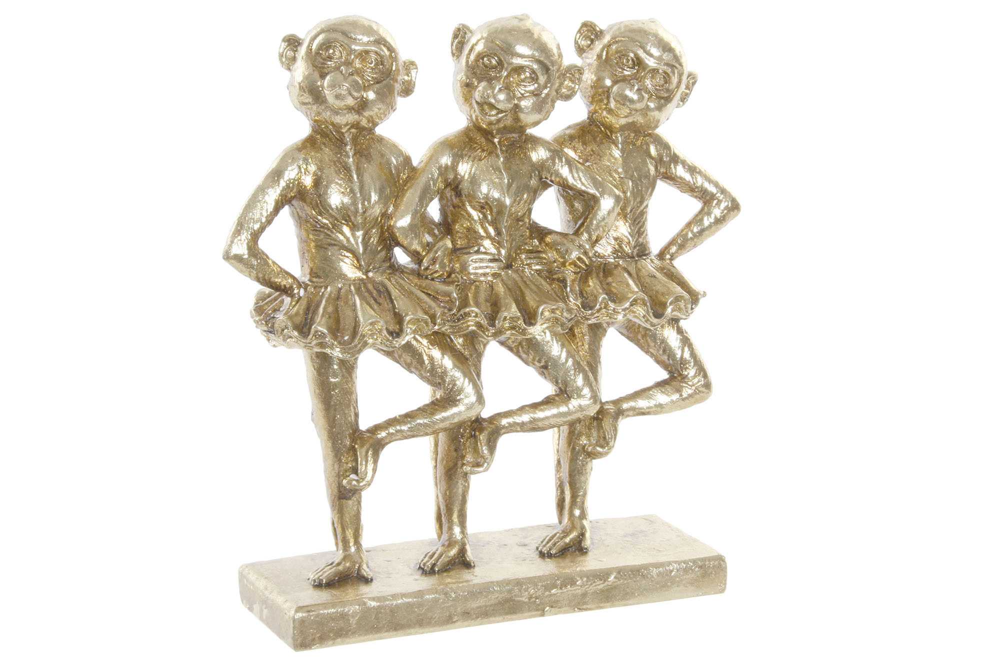 FIGURA RESINA 23X9,5X24 MONOS BAILARINAS DORADO
