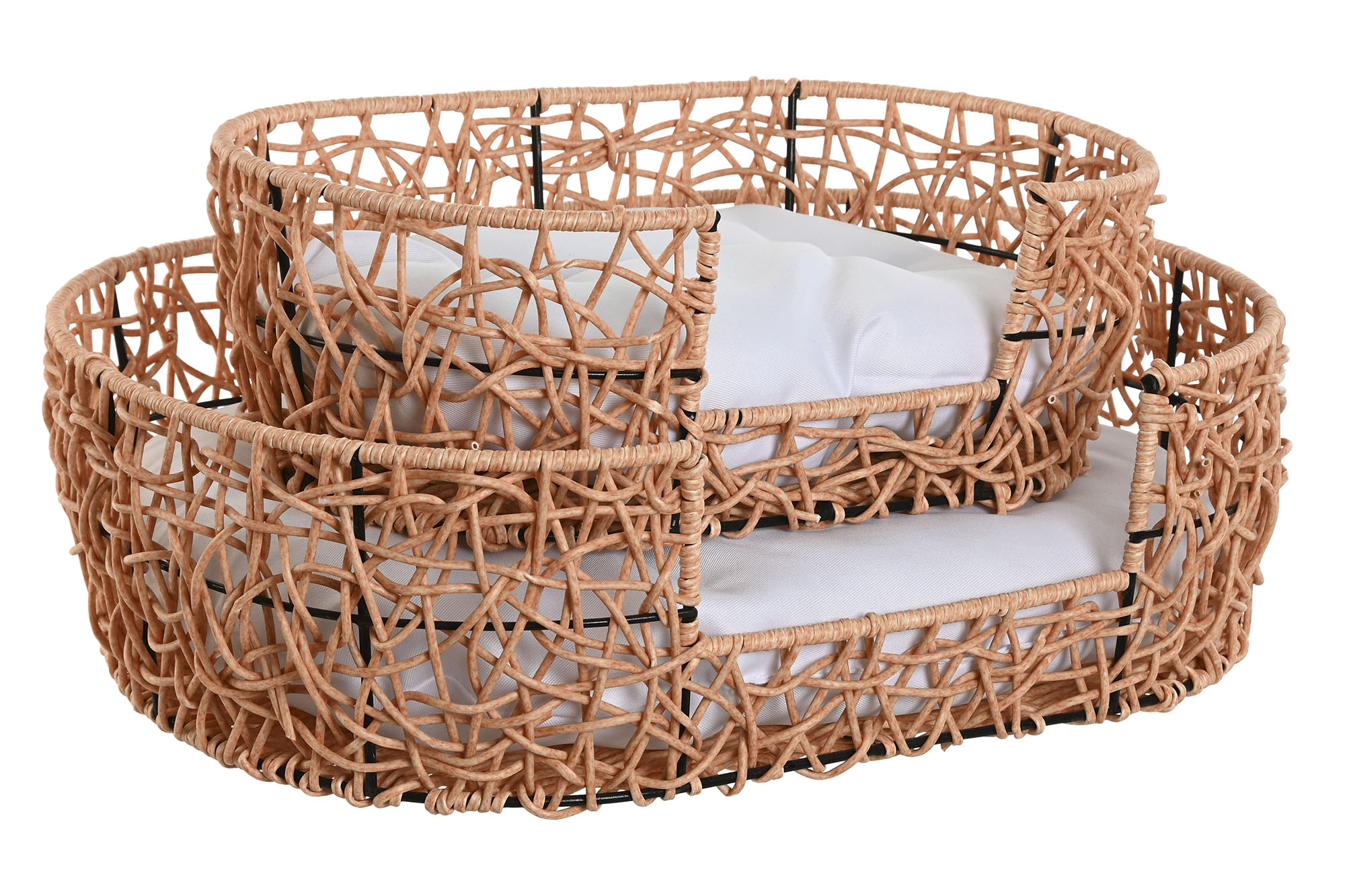 CAMA MASCOTA SET 2 RATAN SINTETICO 50X35X14 CON CO