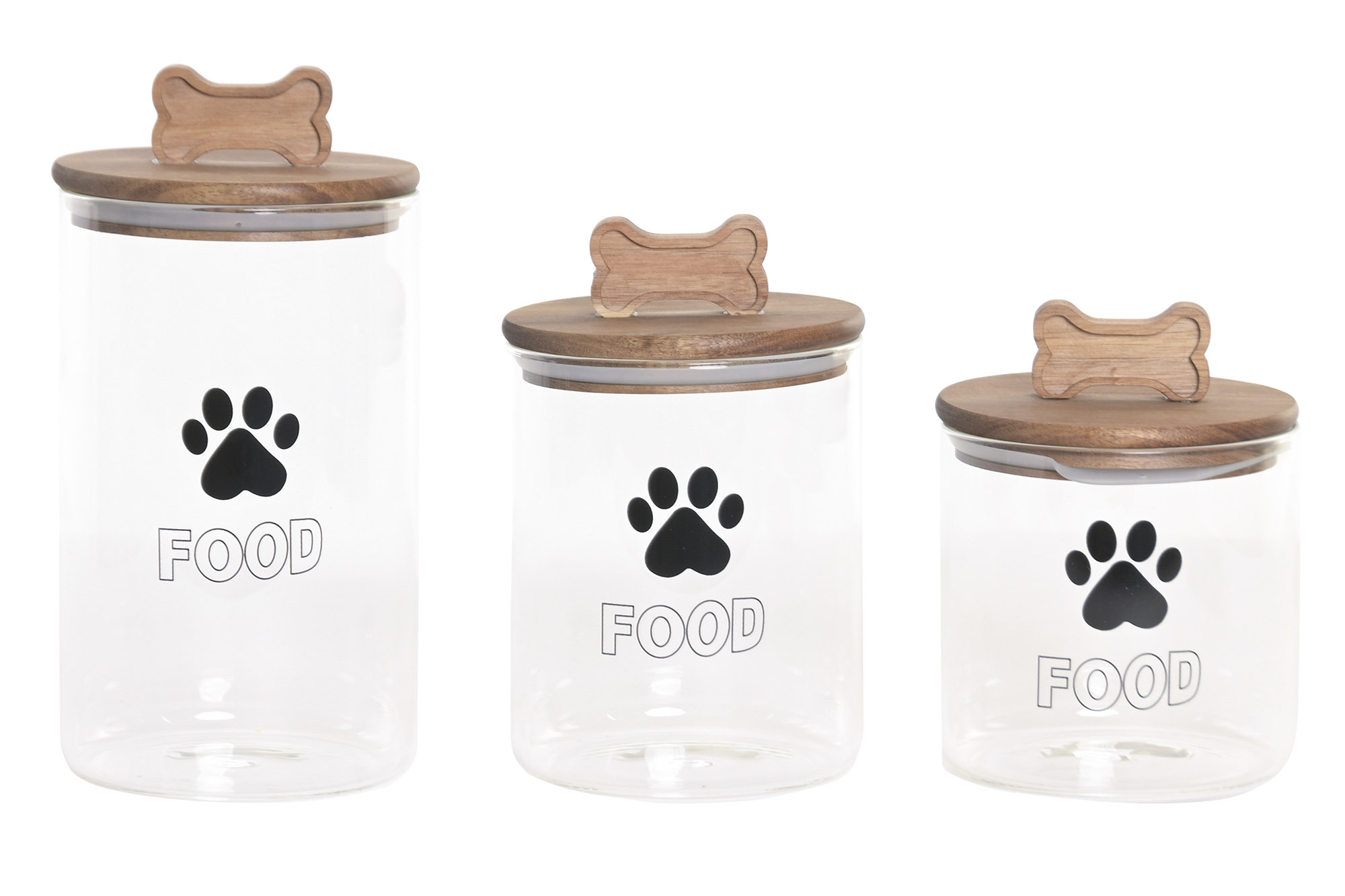 BOTE SET 3 CRISTAL ACACIA 12X12X23,5 1.8L MASCOTA