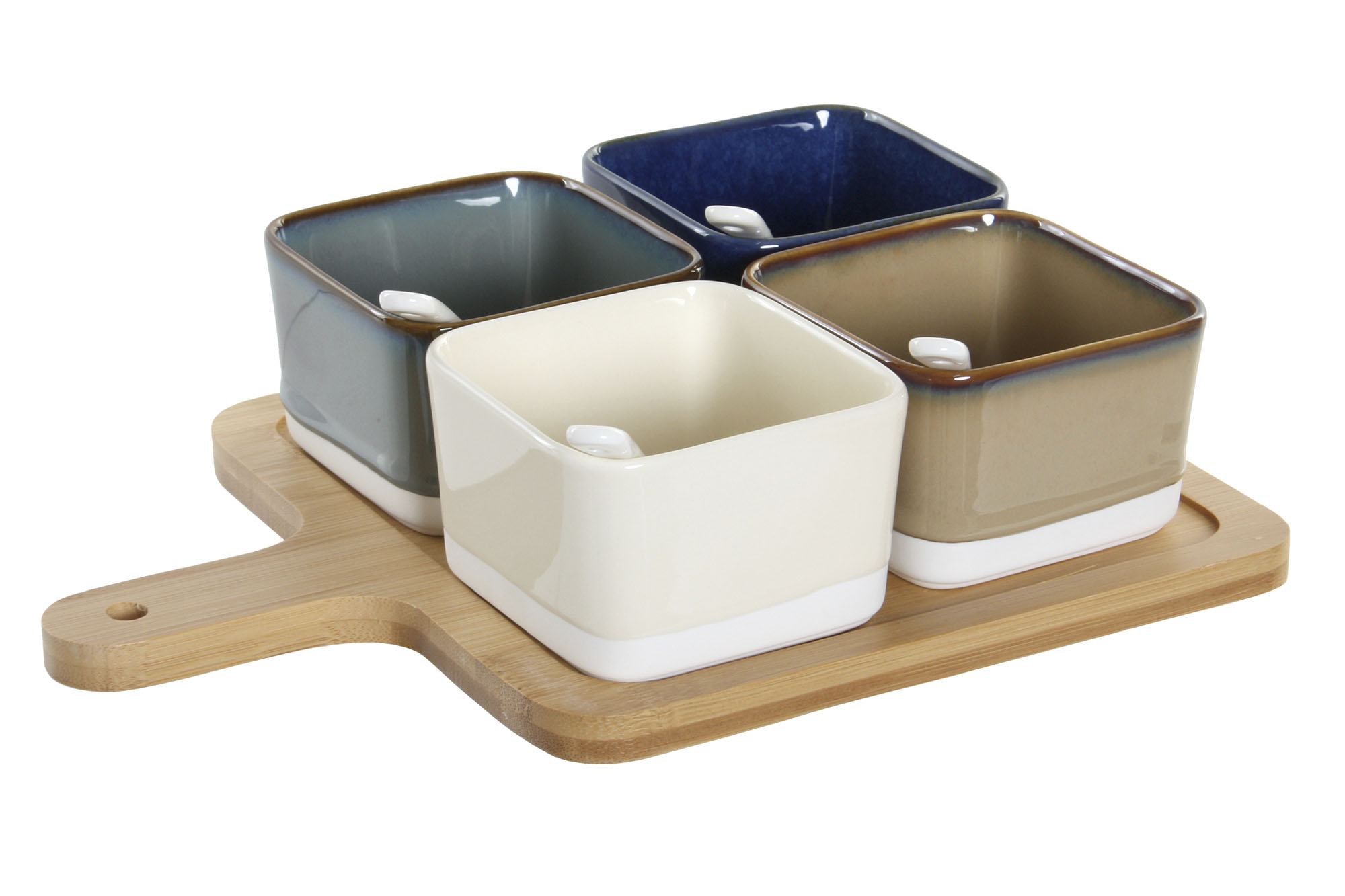 APERITIVO SET 5 BAMBU PORCELANA 27X20X1,3 MARRON