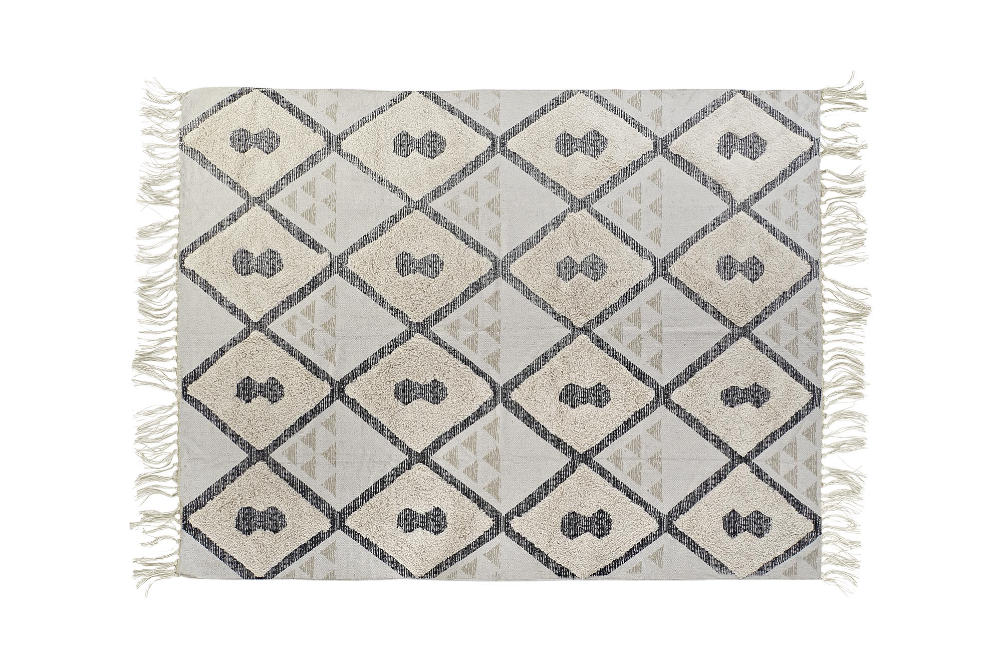 ALFOMBRA ALGODON 120X180X1 1500 GSM ROMBOS BEIGE