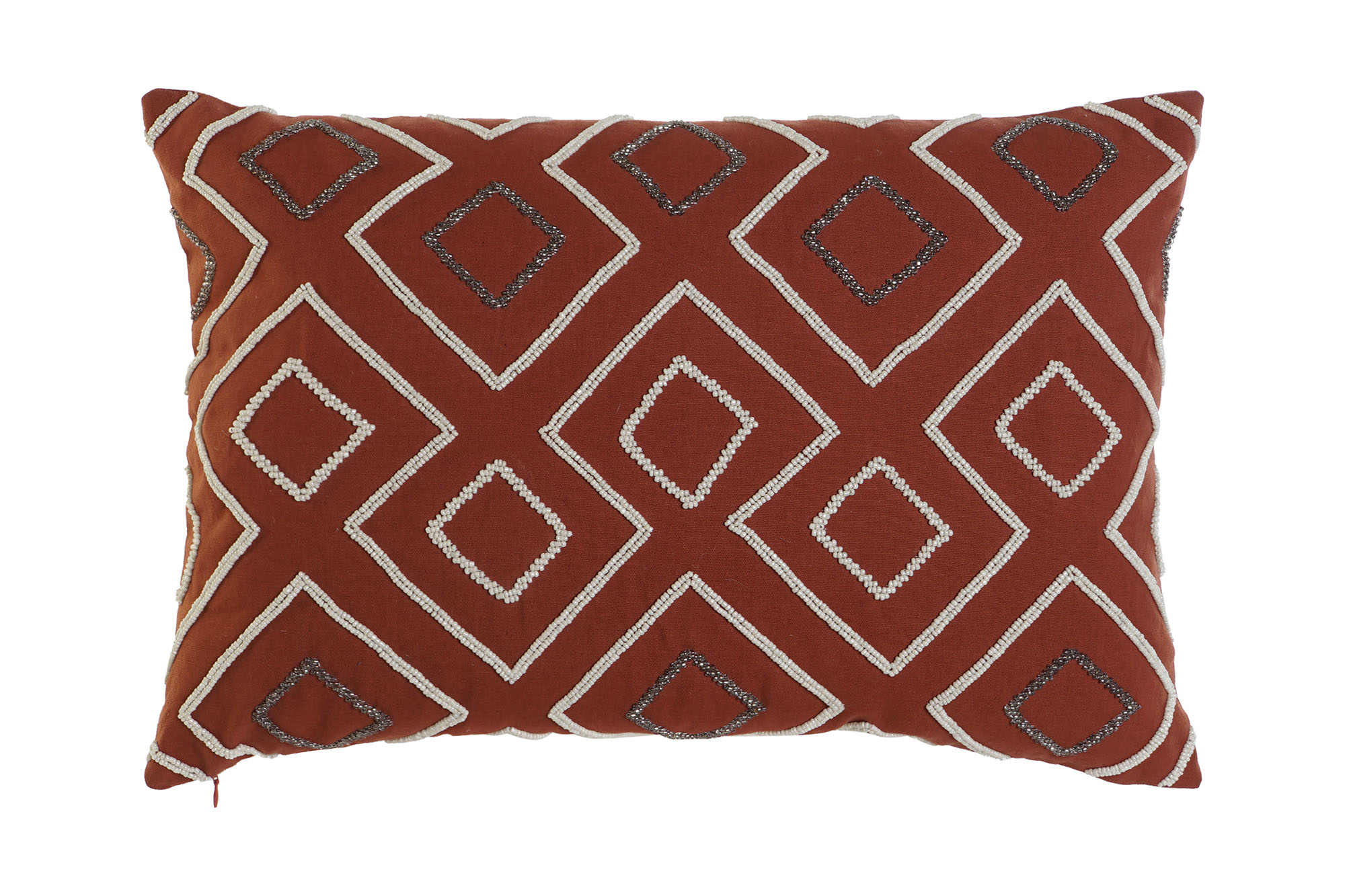 FUNDA COJIN ALGODON 60X1X40 GEOMETRICO TERRACOTA