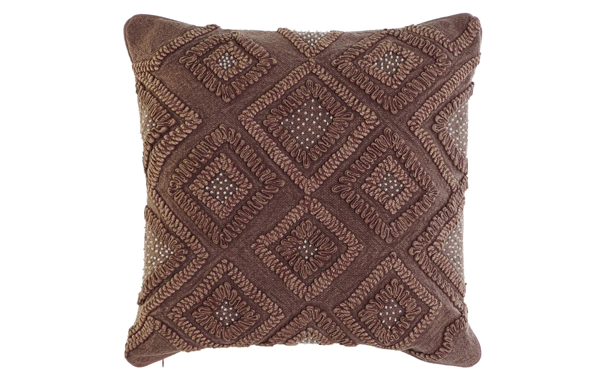 FUNDA COJIN ALGODON 50X1X50 ROMBOS MARRON