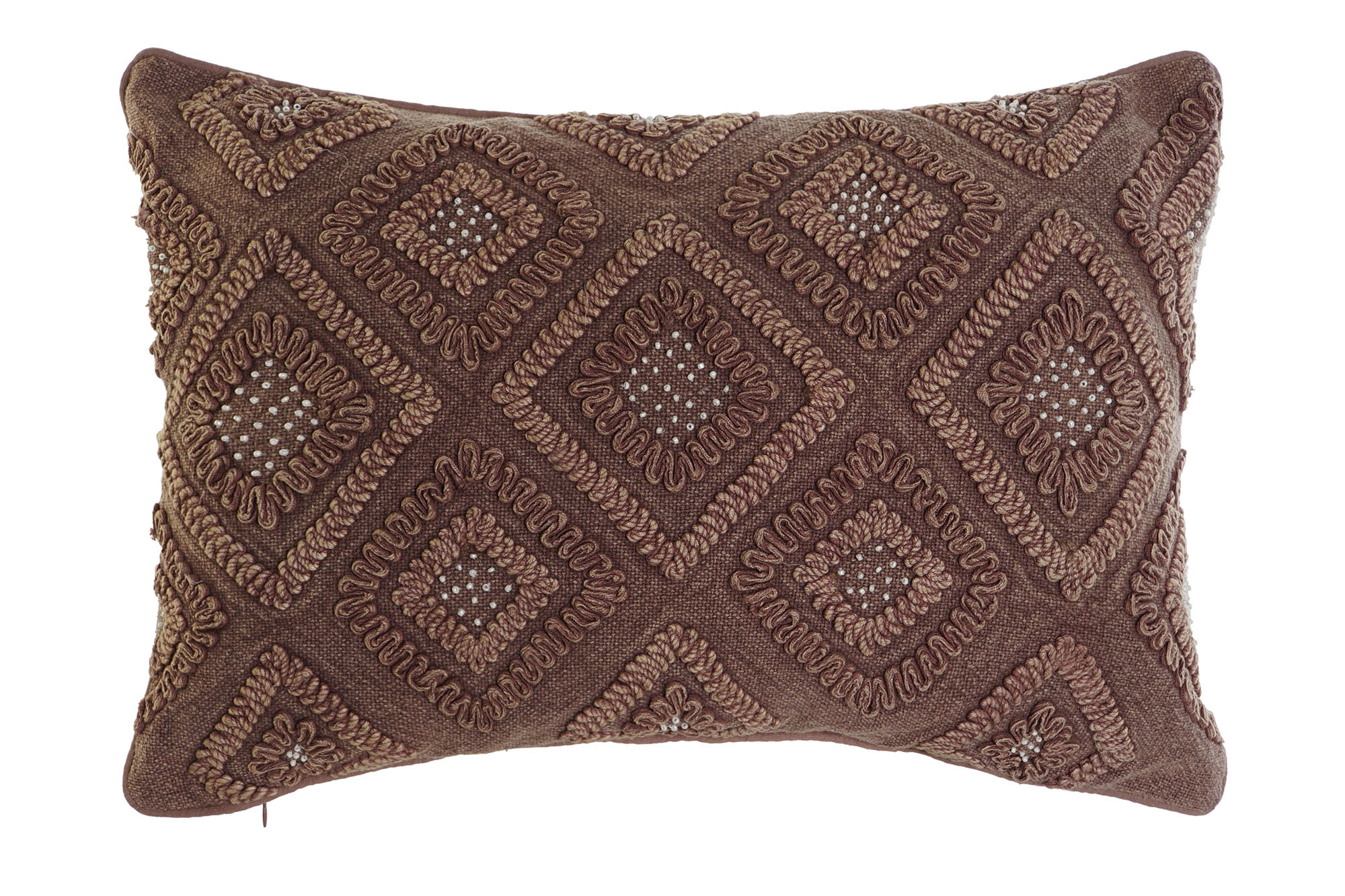 FUNDA COJIN ALGODON 60X1X40 ROMBOS MARRON