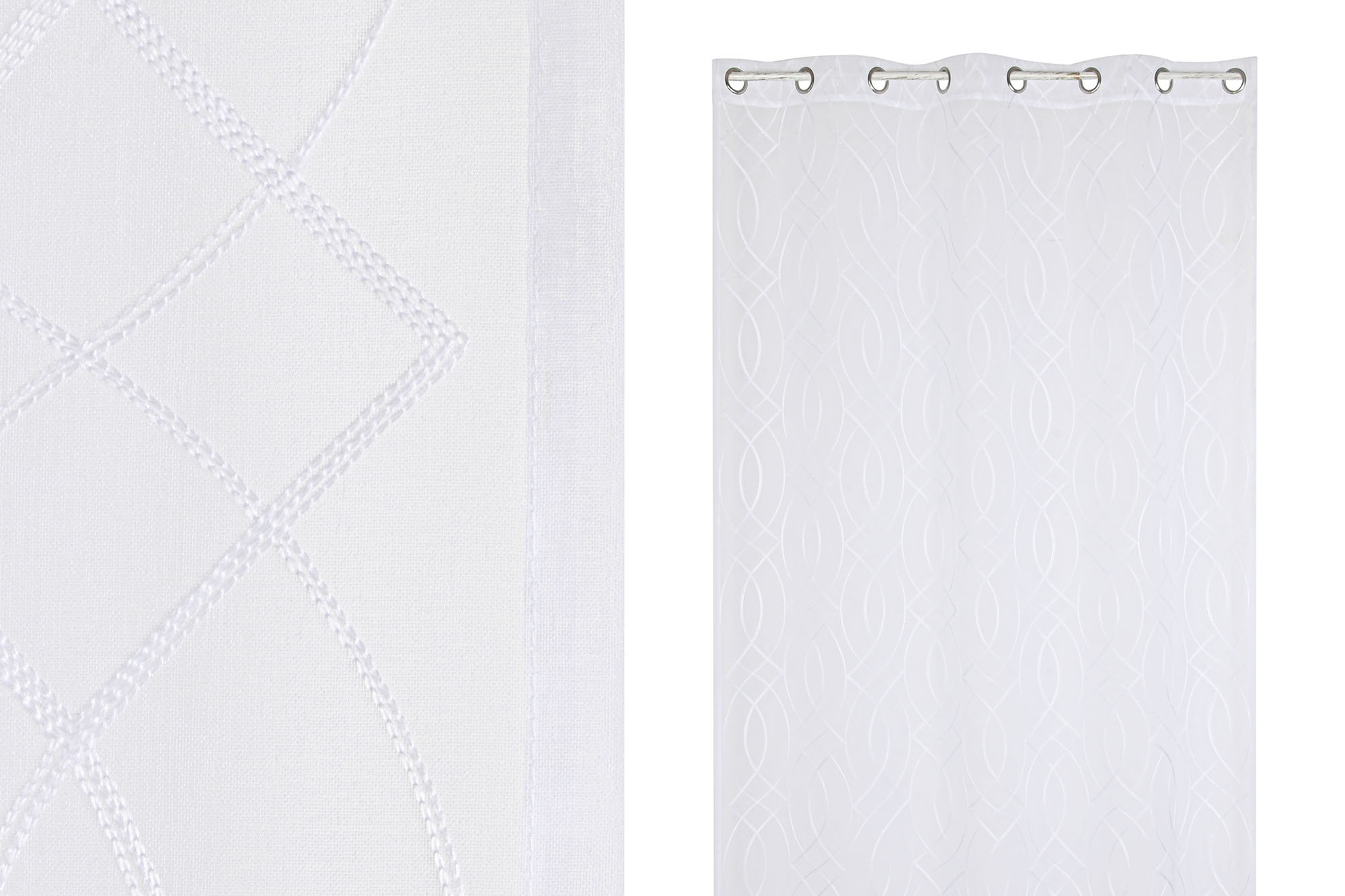 CORTINA POLIESTER 140X260 BORDADA ANILLAS BLANCO