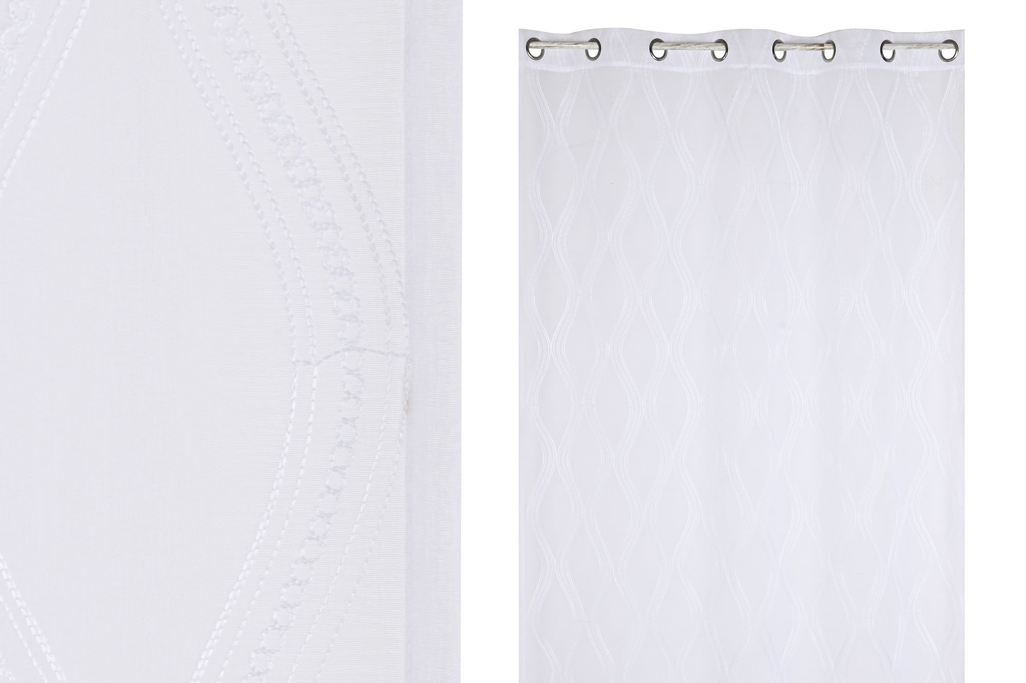 CORTINA POLIESTER 140X260 BORDADA ANILLAS BLANCO