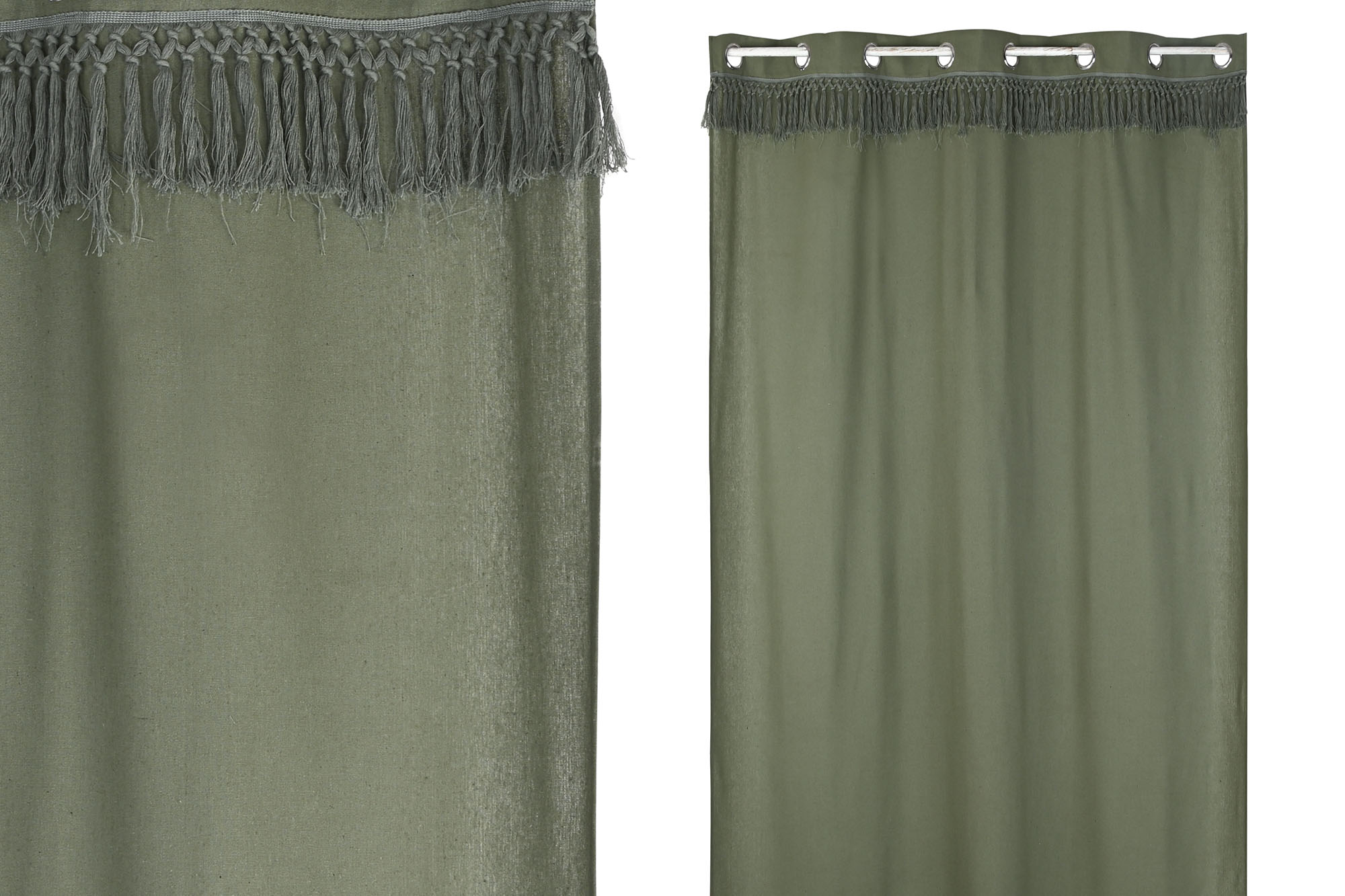 CORTINA ALGODON RECICLADO 140X260X260 FLECOS VERDE