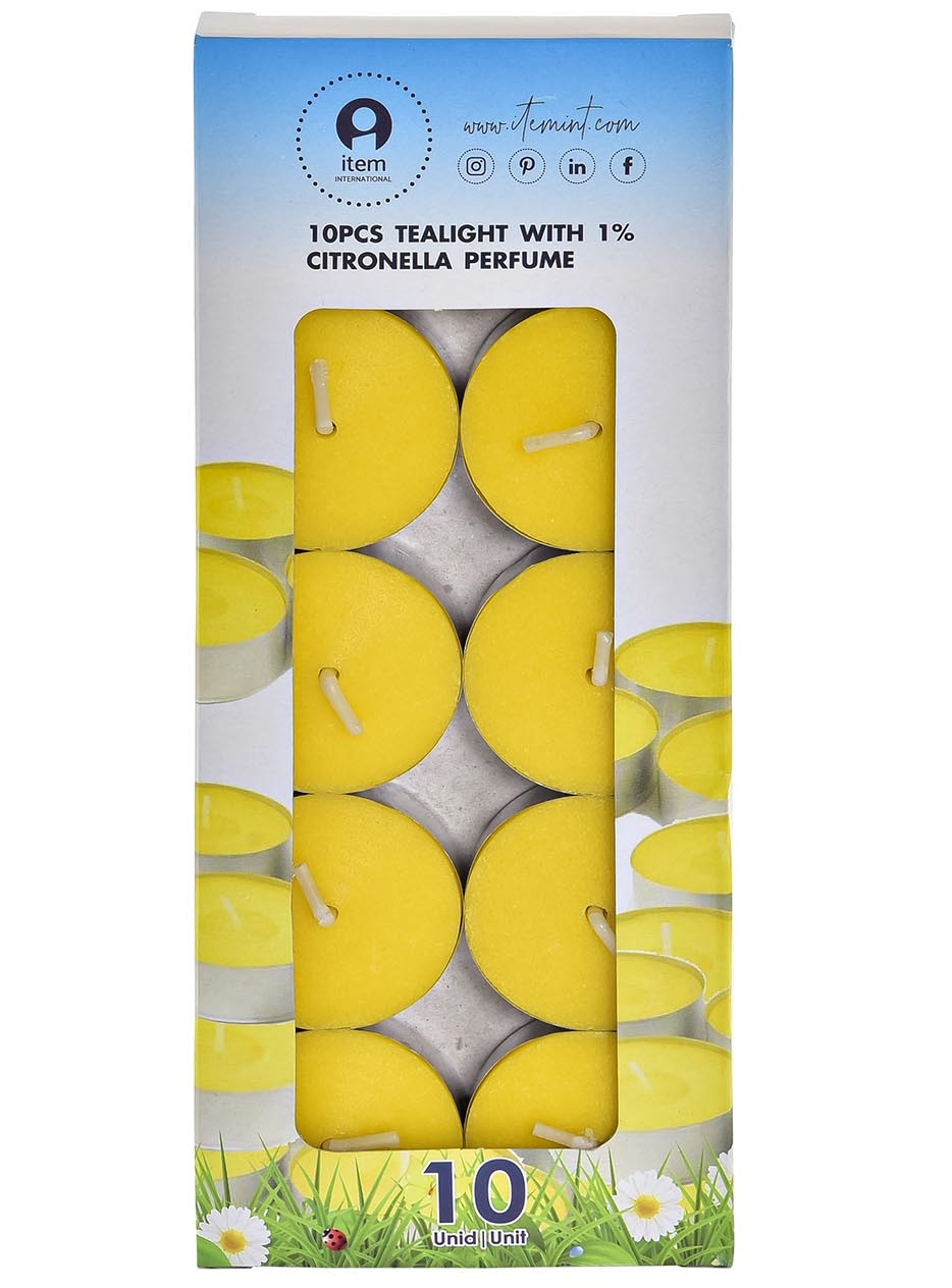 VELA SET 10 CERA PARAFINA METAL 4X4X1 ANTIMOSQUITO