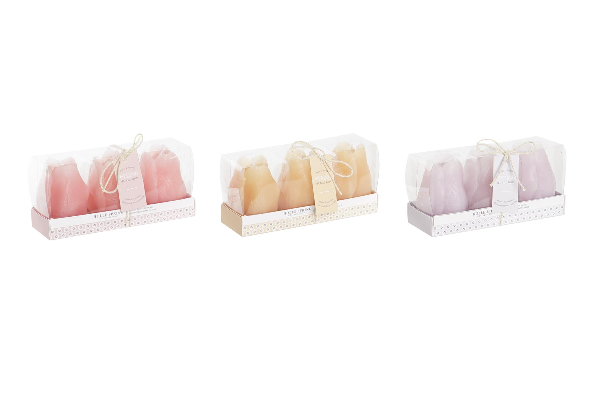VELA SET 3 CERA PARAFINA 5X5X7 304 GR, TULIPAN 3 S