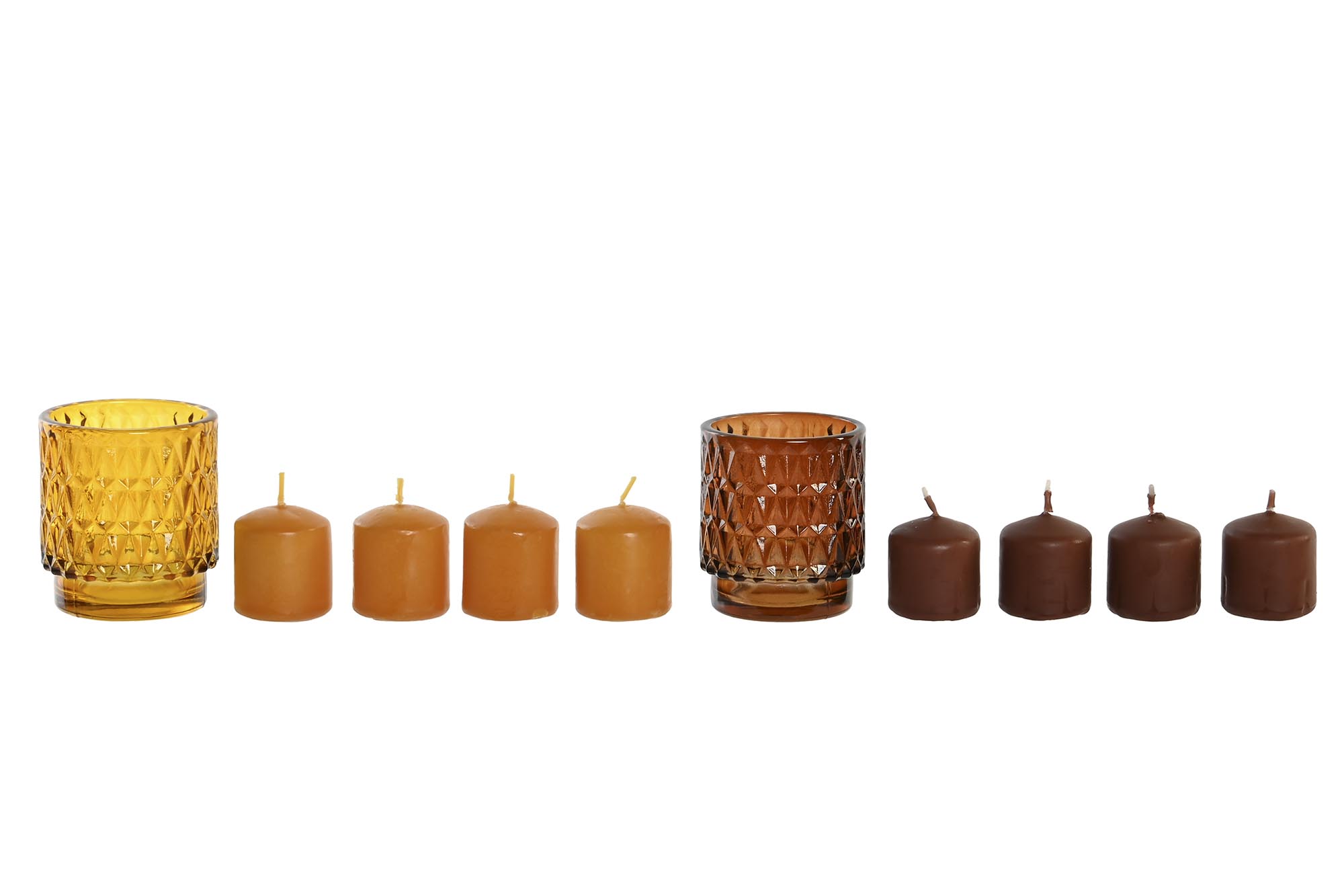 VELA SET 4 CERA PARAFINA 7X7X8 36 GR, 2 SURT.