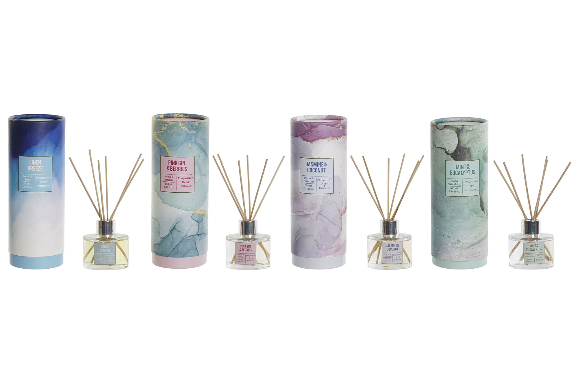 AMBIENTADOR MIKADO CRISTAL 8X8X20 100 ML, 4 SURT.