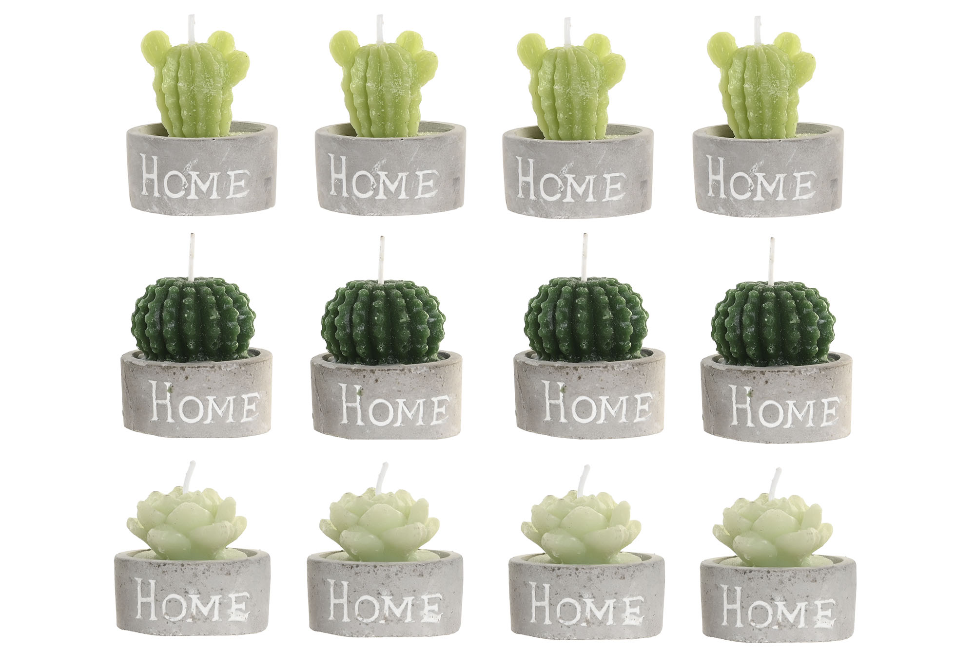 VELA SET 4 CERA PARAFINA 20X6X5 32 GR, CACTUS 3 SU