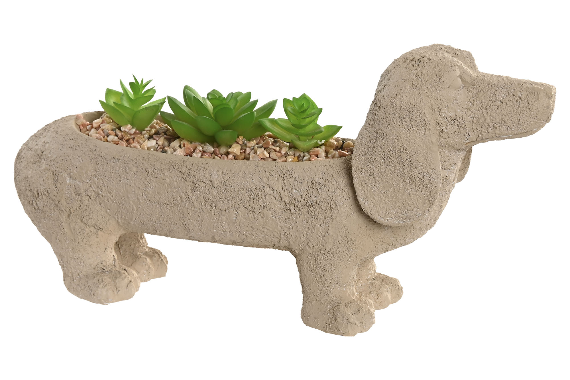PLANTA RESINA PE 31X8X15,5 PERRO BEIGE