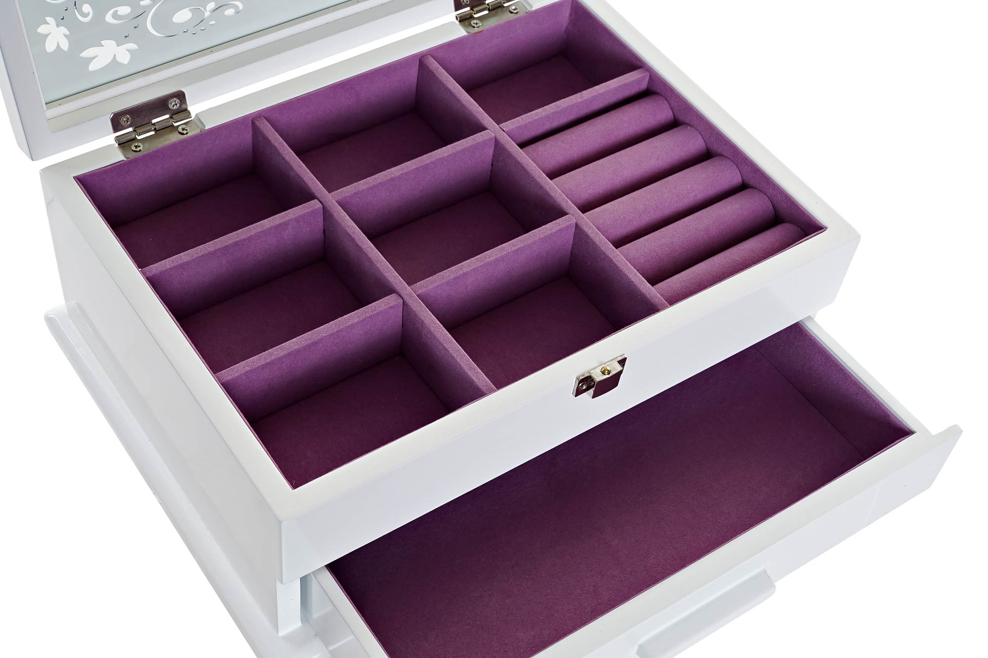 JOYERO MDF CRISTAL 25,5X19,5X11 BLANCO 2