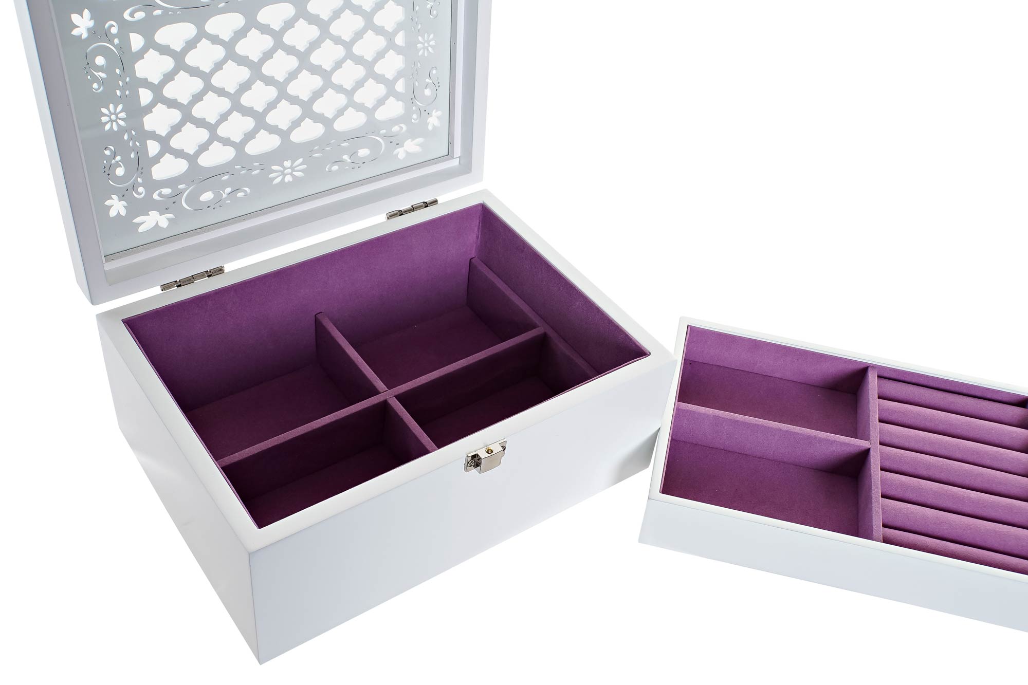 JOYERO MDF CRISTAL 22X16X10 BLANCO 2