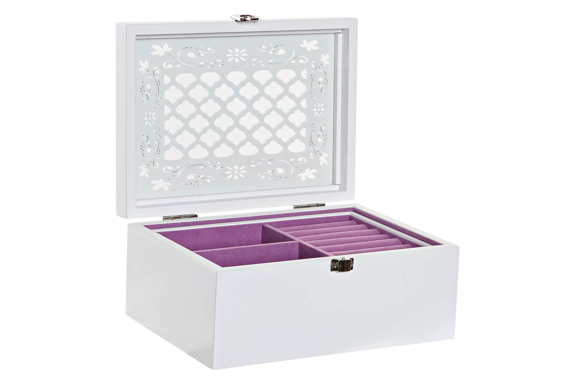 JOYERO MDF CRISTAL 22X16X10 BLANCO